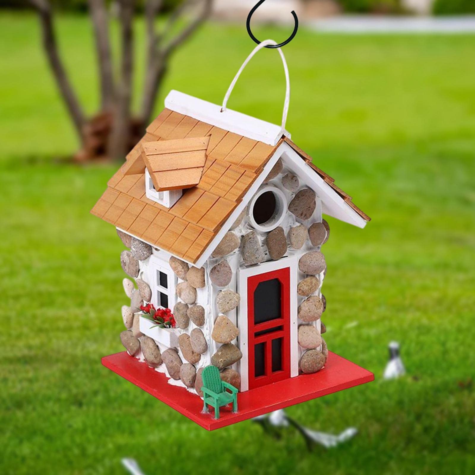 Kolibri-Nest aus Holz, Garten, Terrasse, dekoratives hängendes Vogelhaus für kleine Vögel wie Schwalbe, Bluebird Finken