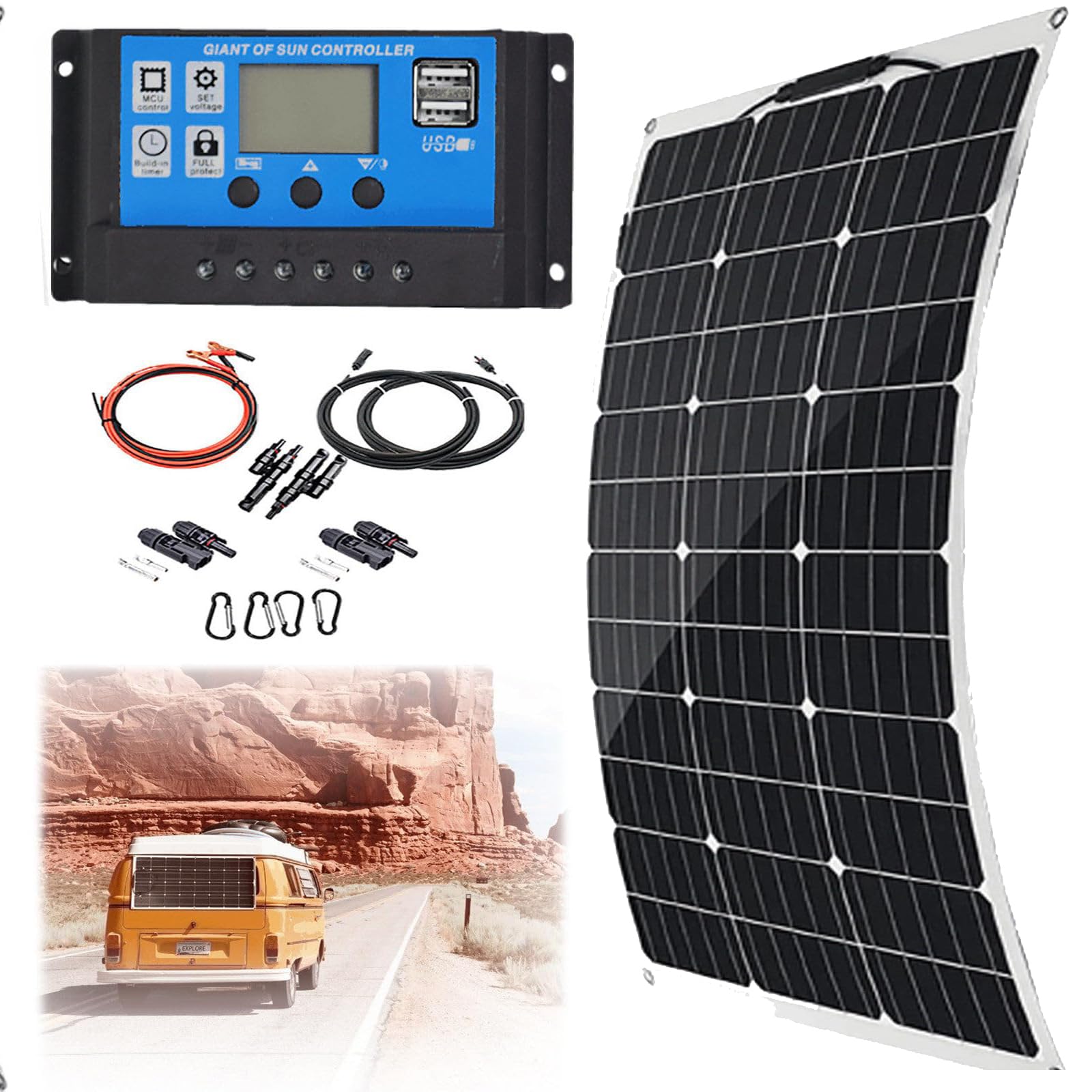 Panneau solaire flexible 150W à haut rendement 23% double sortie USB