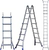 A Frame 5 Step Telescoping Ladder, 16 FT Reach Height Muti Position Folding Ladder with Flared Leg, 330 lbs Bearing Capacity Folding Aluminum Ladder for Stairs Home Indoor Outdoor Roof Use