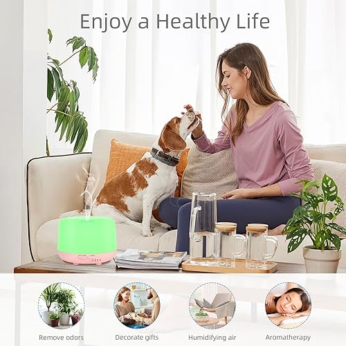 Miniatura 6 de Difusor de aceite esencial de aromaterapia de 10.1 fl oz con control remoto, 7 luces LED que cambian de color, para dormitorio, hogar, habitación