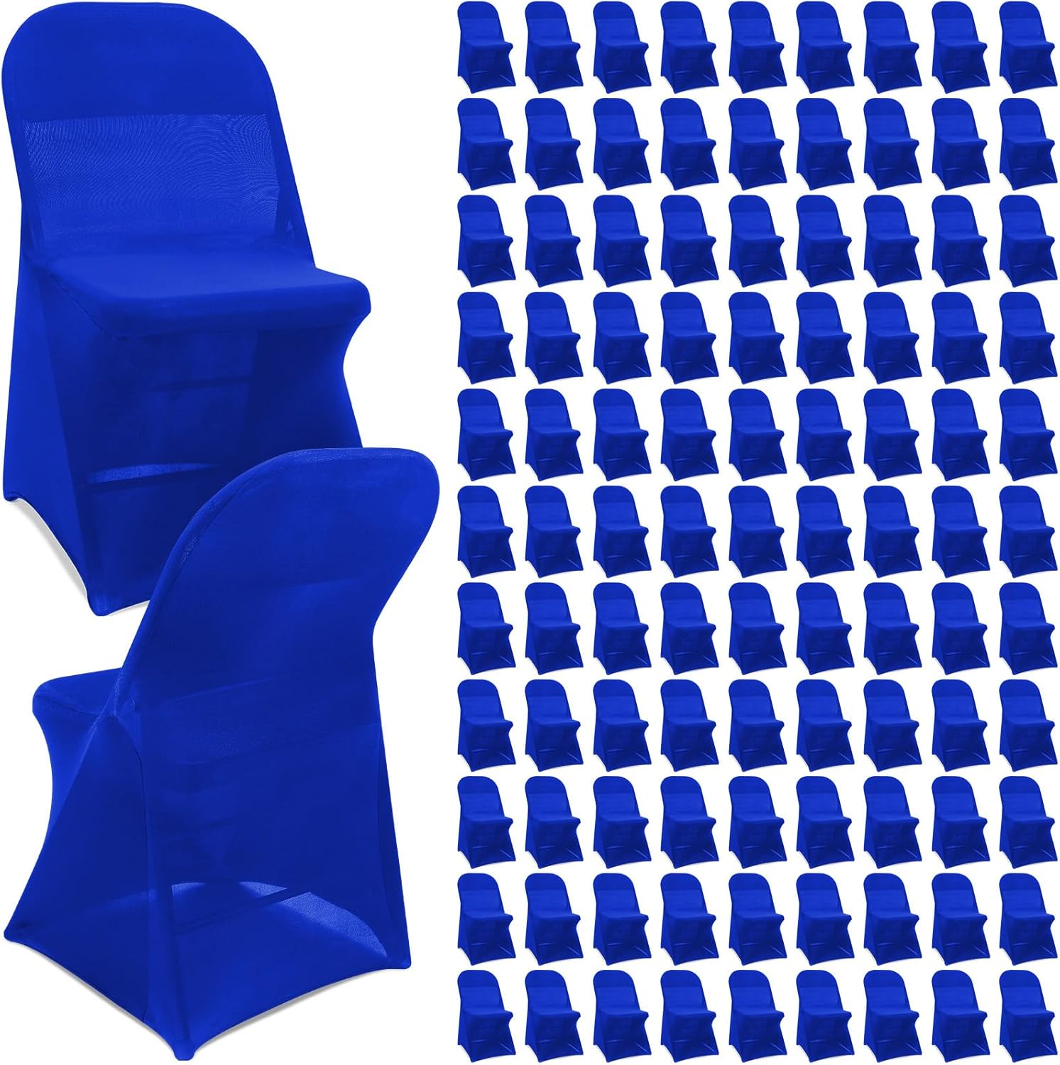 newwiee spandex chair covers bulk - stretch folding flat front fitted universal chair protector pack removable washable for wedding party dining banquet event(blue,100 pcs) blue 100