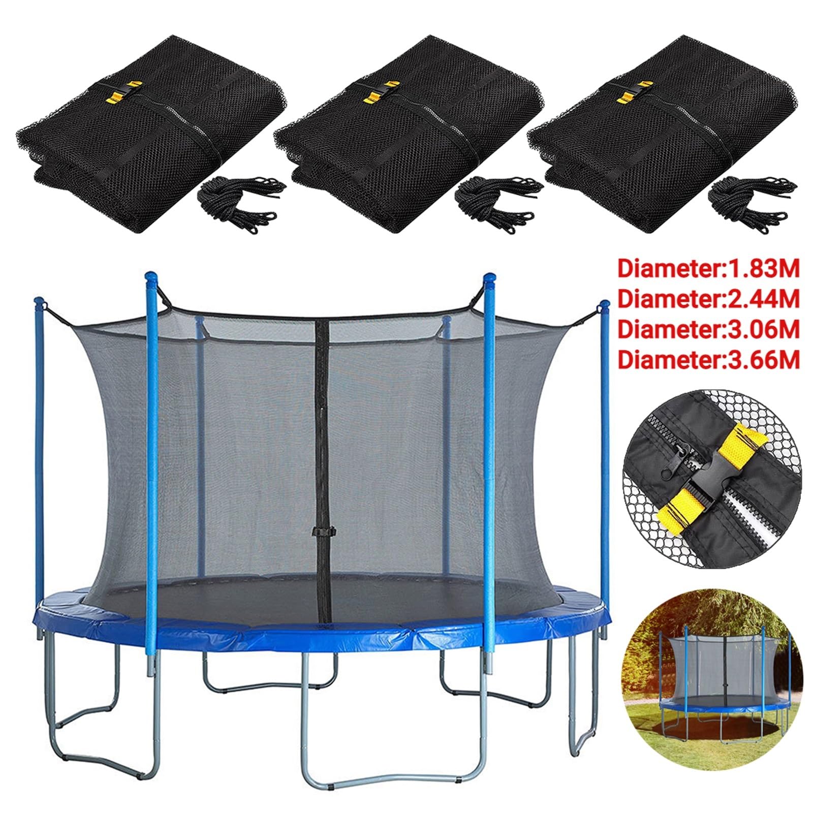 Rete di Sicurezza per trampolini Rete di Protezione for Trampolino in Nylon da 6/10/12/14 Piedi, Pali 6/8, Rete Sicurezza for