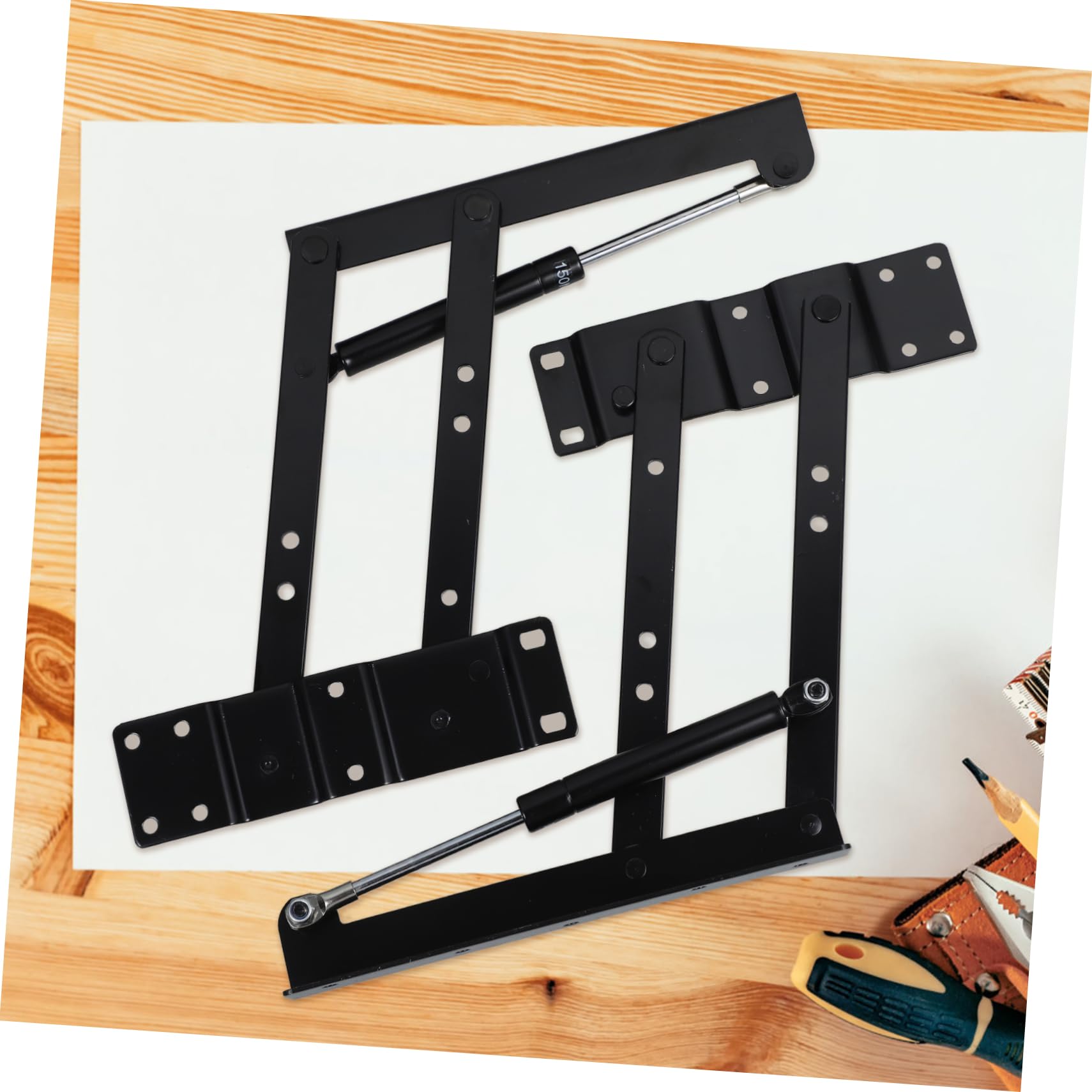 UKCOCO Par de Soportes Plegables de Resorte para Elevador de Mesa, Estructura Resistente de Hierro, Ahorra Espacio, para Muebles