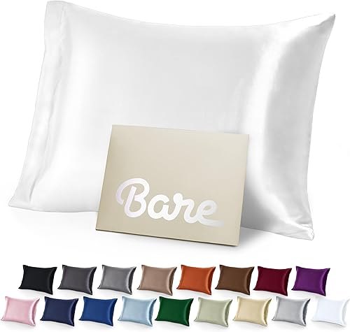 Bare Home Funda de almohada 100% seda de morera para cabello y piel, funda de almohada ultra prémium de seda Momme de grado 6A, grado 22, cremallera
