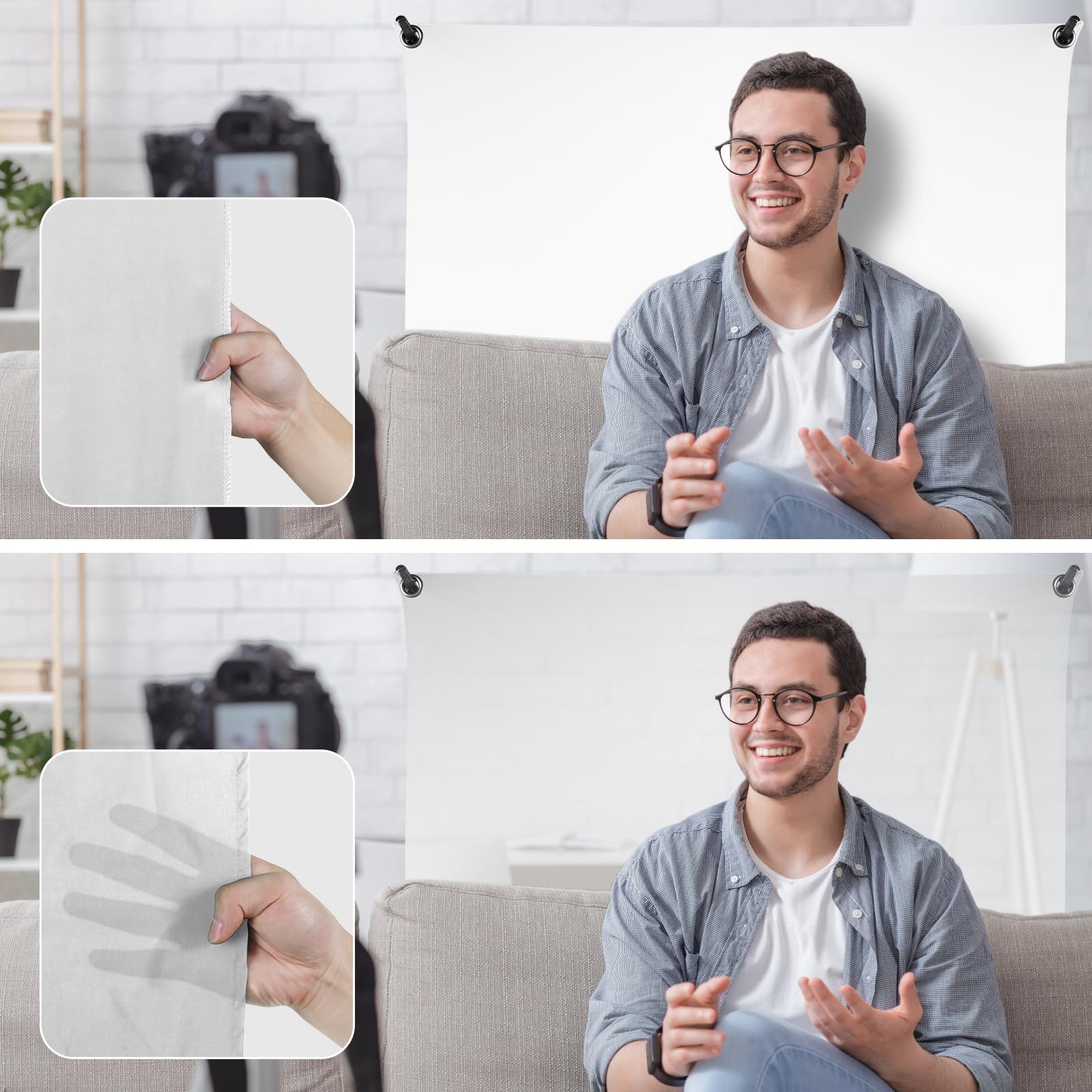 Pantalla blanca con soporte de 1,5 x 2 m, pantalla blanca con fondo ajustable, soporte para streaming, juegos, Chroma Key, estudio fotográfico, grabación de vídeo, fotografía