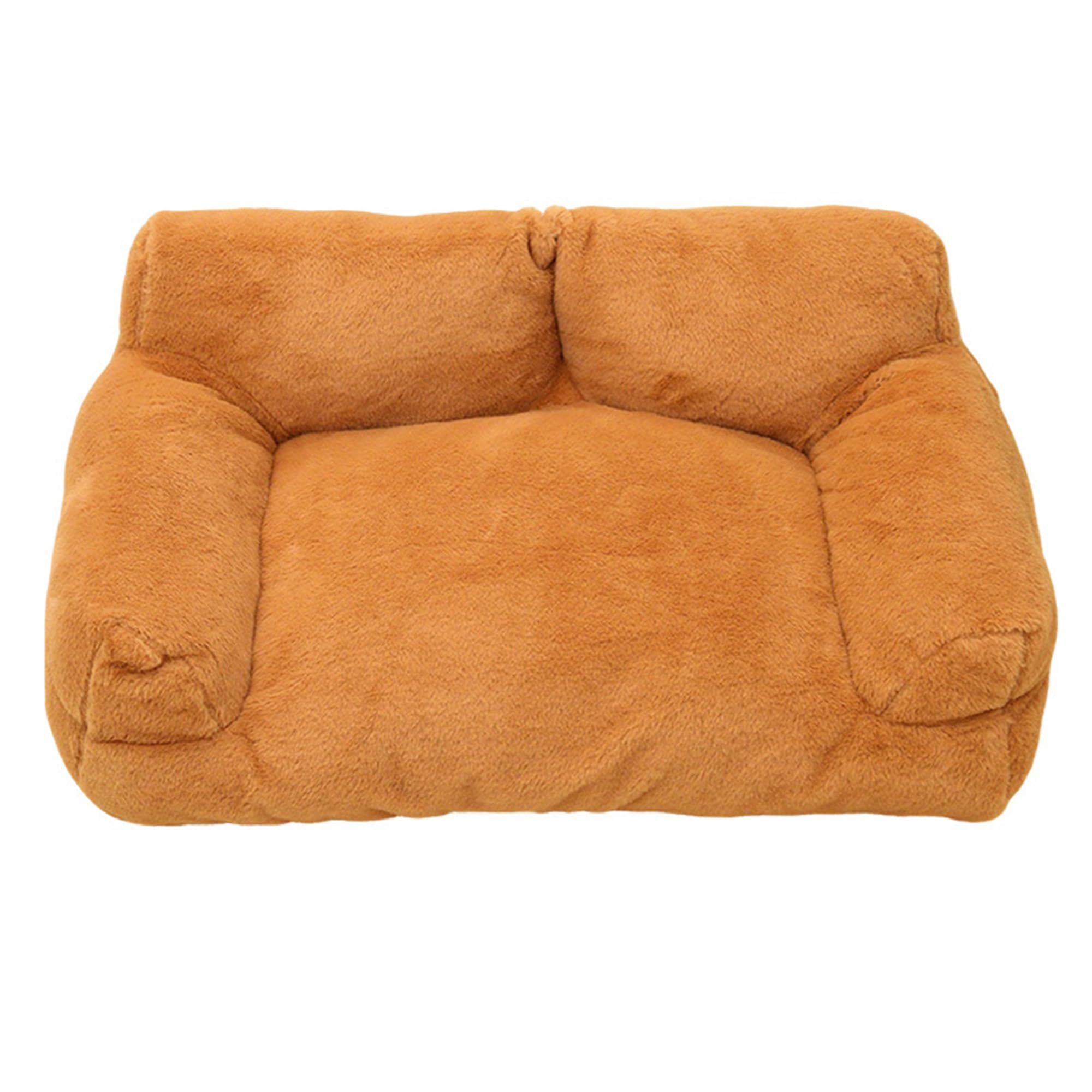 XIEMINLE Dog Sofa Bed Plush Dog Couch for Indoor Soft Pet Lounge Bed Calming Beds for Puppy and Kitten Warm Puppy Sofa Chair Cosy Pet Nest with Anti-Slip Bottom (55 * 40 * 26cm,Orange)