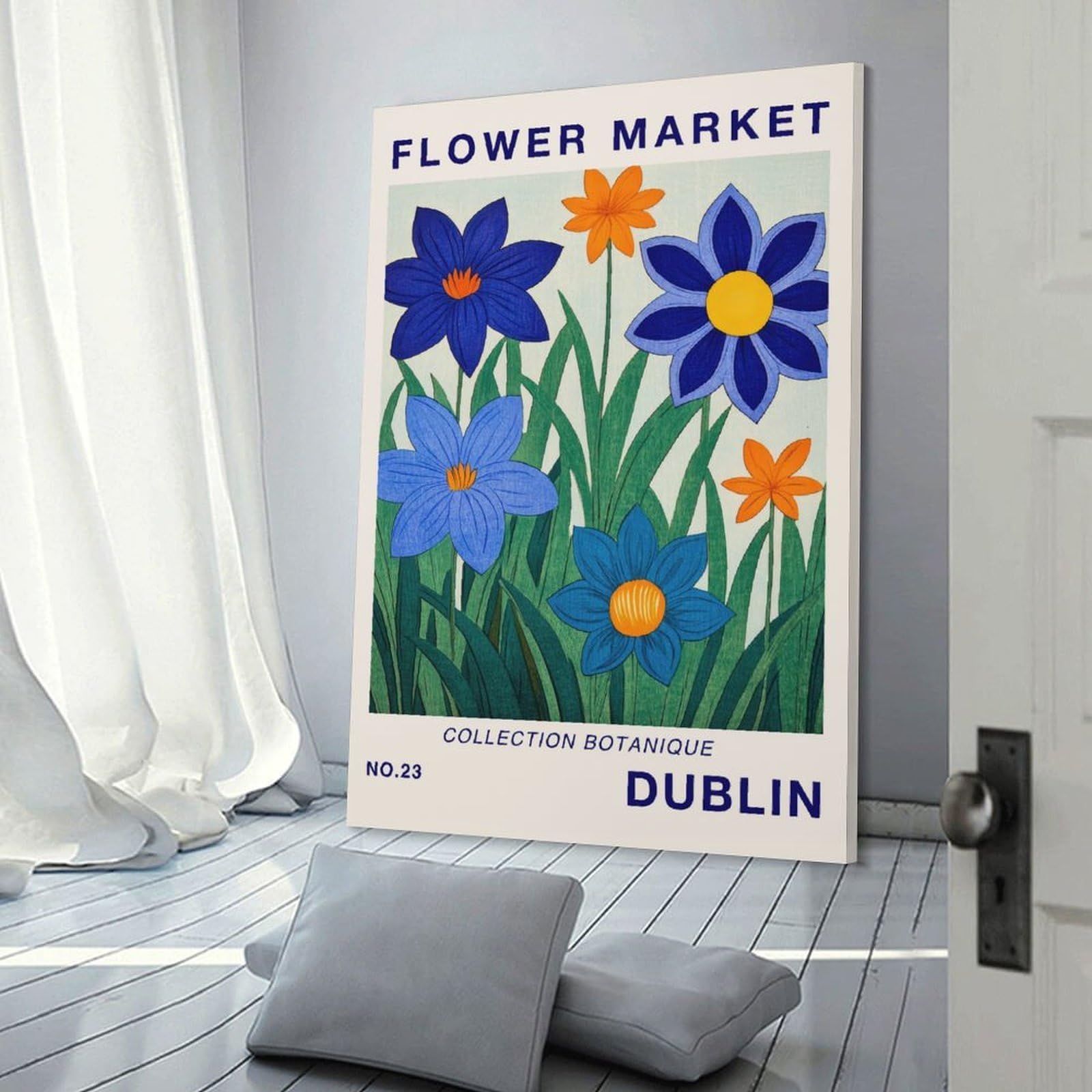 Junmoney Canvas Wall Picture Dublin Flower Market Print, 20x30inch(50x75cm), for Sofa Walls, Lounge Or Home Corners, Canvas Styling for A Polished Room Look