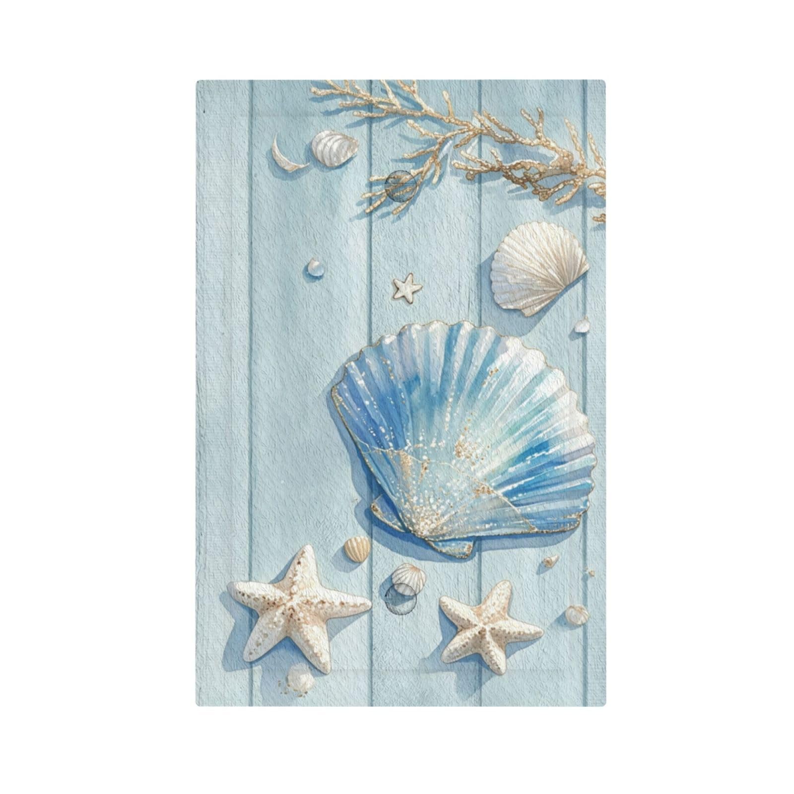 Dwbguo Decorative Light Switch Plate Covers Coastal Seashell Starfish 1 Gang No Device Nautical Watercolor Blue Wood Beach Single Blank Outlet Covers Wall Plate Light Switch Covers Home Decor