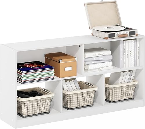 Miniatura 39 de Furinno Fulda Estantería de Libros, Estantería Estrecha de 2 Niveles, Librero con Estante de Almacenamiento de 6 Pulgadas de Ancho, 9.3 x 5.9 x 21.2