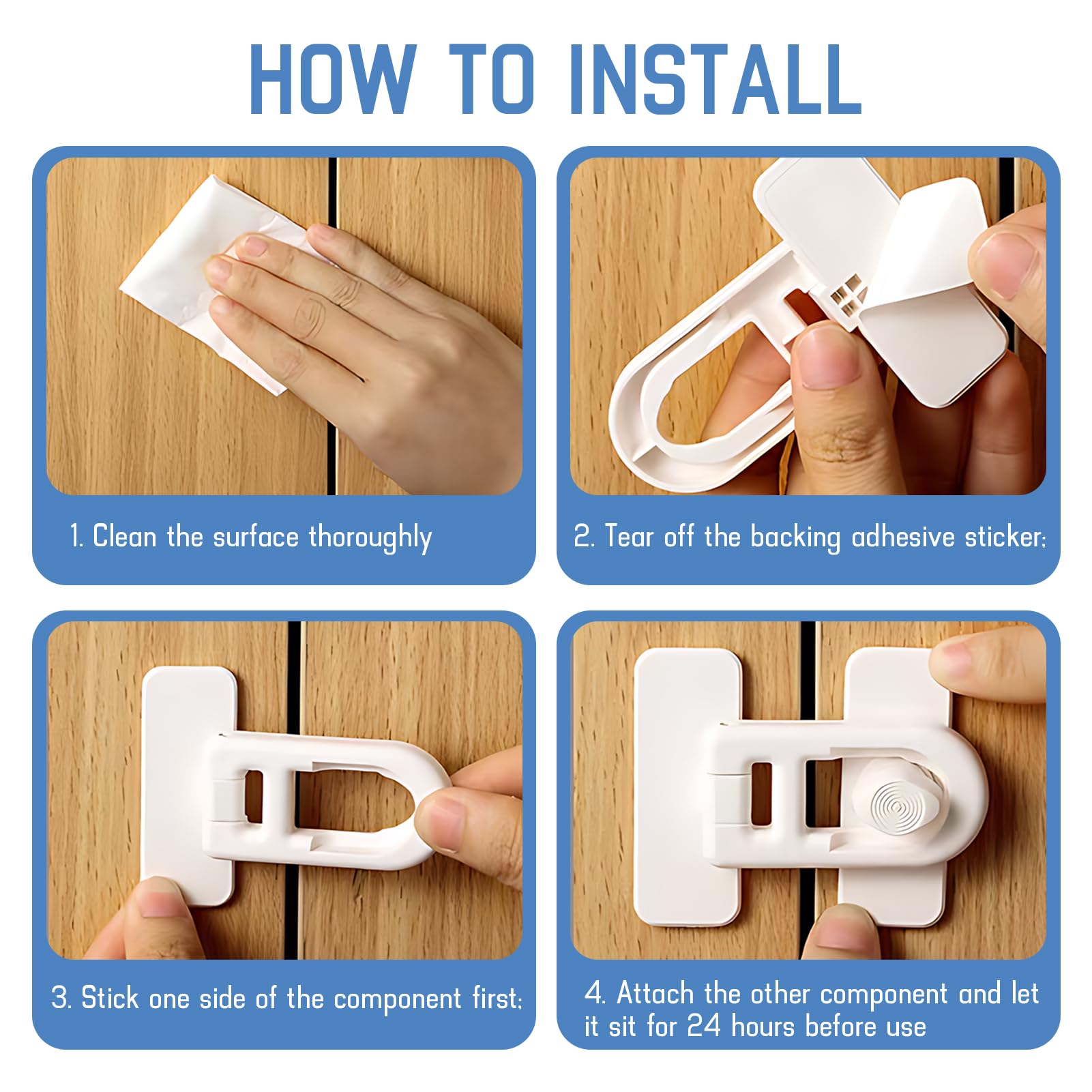4PCS Serrure de porte de réfrigérateur de sécurité enfant, Blanc, Serrure de Porte de Réfrigérateur, Cadenas Frigo Bébé,Verrou Frigo sans Perçage, pour Tiroirs, Armoires et Appareils