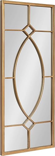 Kate and Laurel Bakersfield - Espejo enmarcado de metal, 13 x 30 pulgadas, color dorado