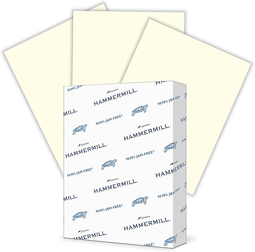 Hammermill Colored Paper, 20 lb Cream Printer Paper, 8.5 x 11-1 Ream (500 Sheets) - Made in the USA, Pastel Paper, 168030R