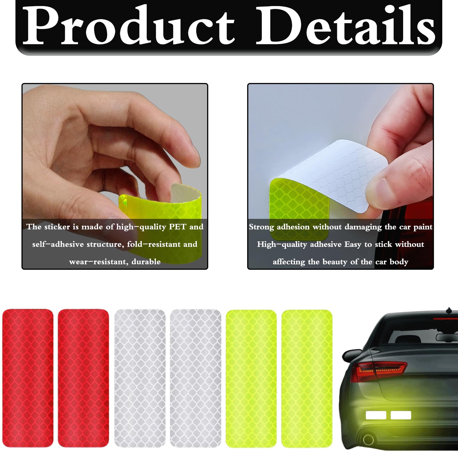 B REFLECTIVE Éco MULTI, Kit met 12 reflecterende stickers, Zichtbaarheid 's nachts, Universele zelfklevende, Stickers voor Fiets/Helm/Motor/Kinderwagen/Speelgoed, Wit