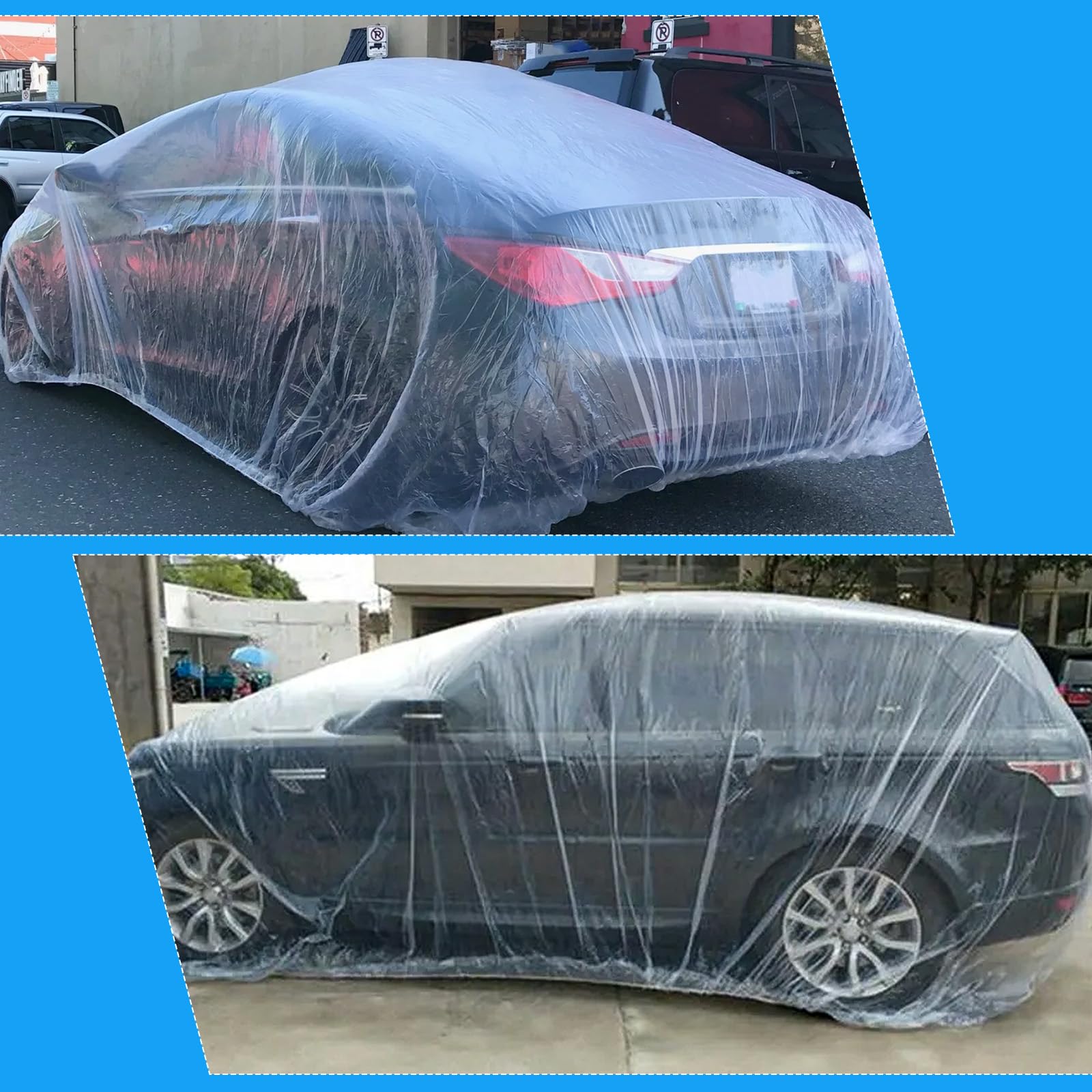 4 Pack Disposable Car Covers Clear Plastic Car Cover Universal Vehicle Cover Rain Dust Garage Cover Car Protective — view 7