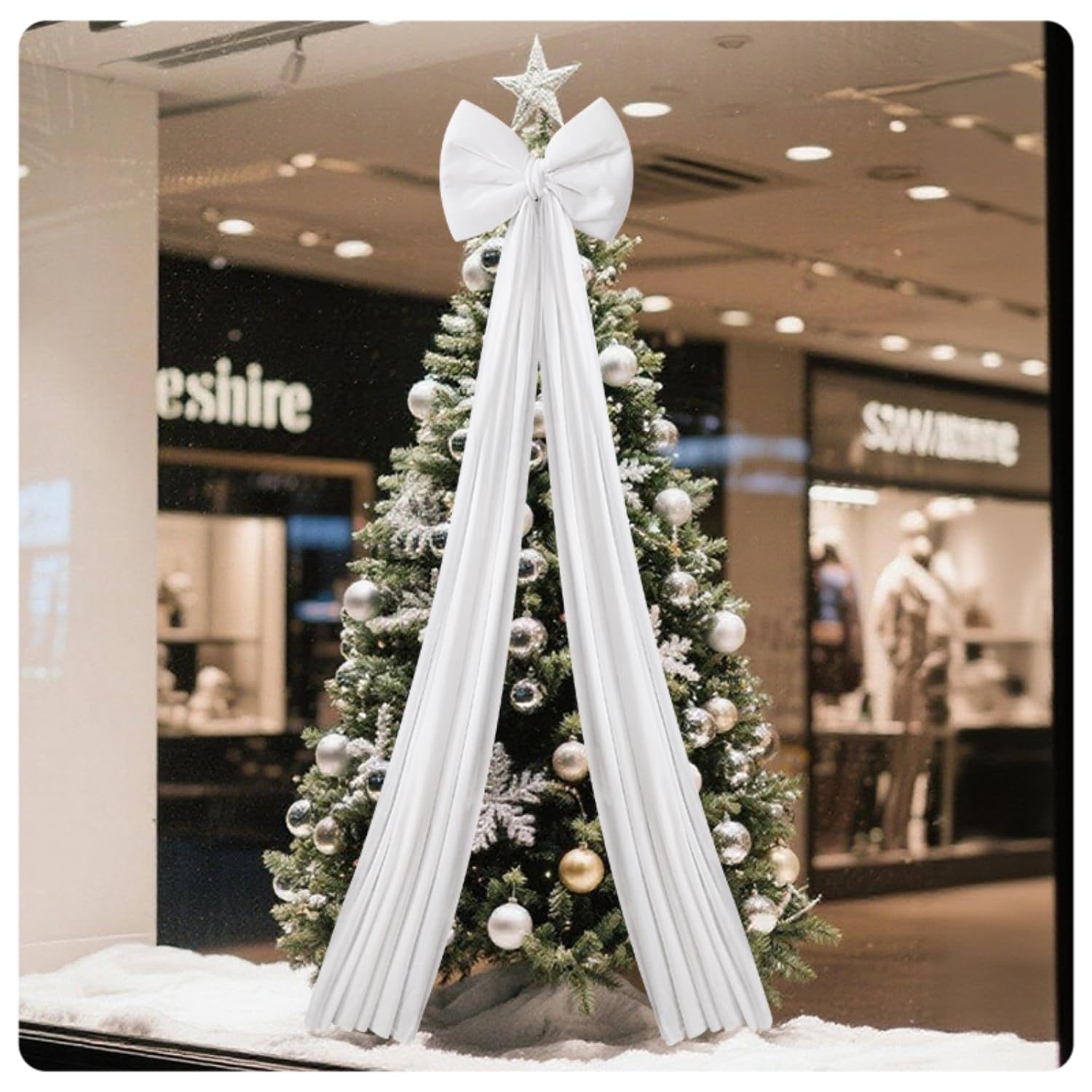 Nœud géant extra large en velours lisse en satin à suspendre pour cadeau de Noël, mariage, voiture de mariage, nœud décoratif pour anniversaire, blanc, 40 x 200 cm
