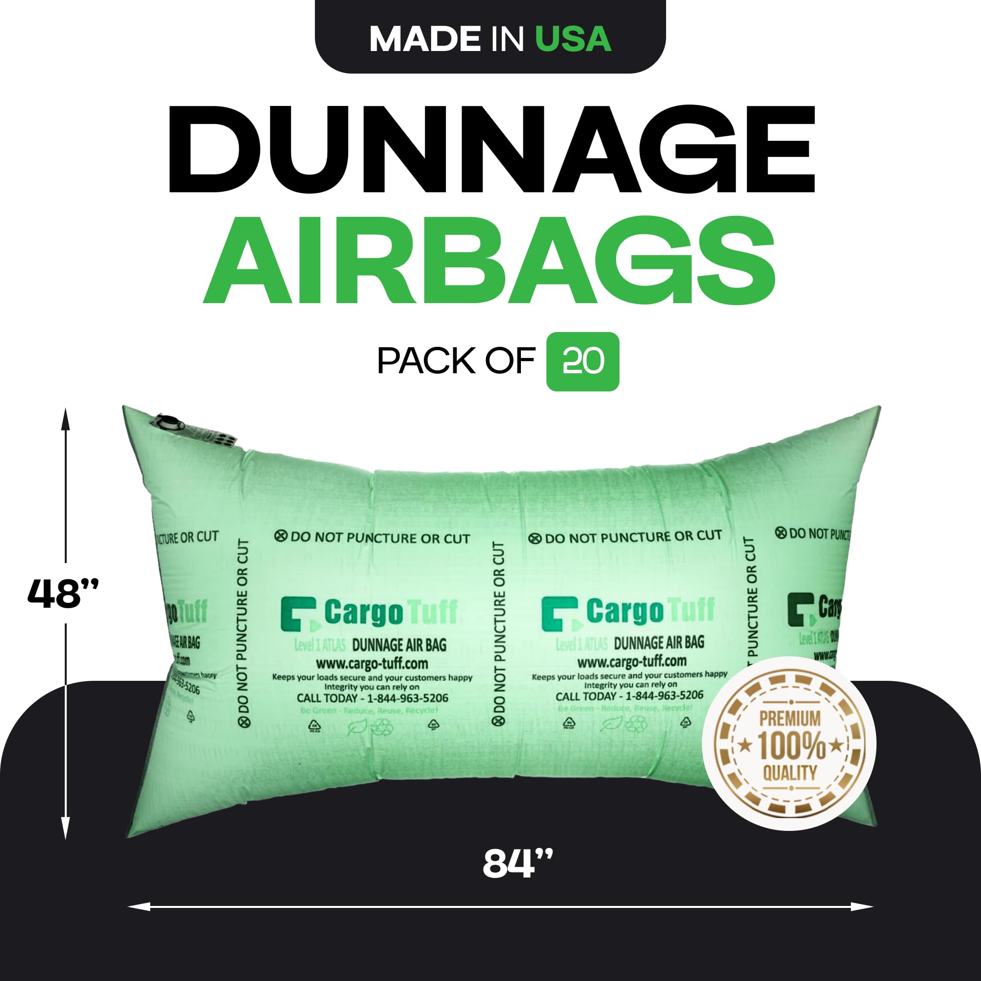 IDL Packaging Lot de 20 airbags de calage en polypropylène tissé, niveau 1 – Fabriqués aux États-Unis – Remplissez le vide dans les camions et les expéditions intermodales, réutilisables – Airbags de