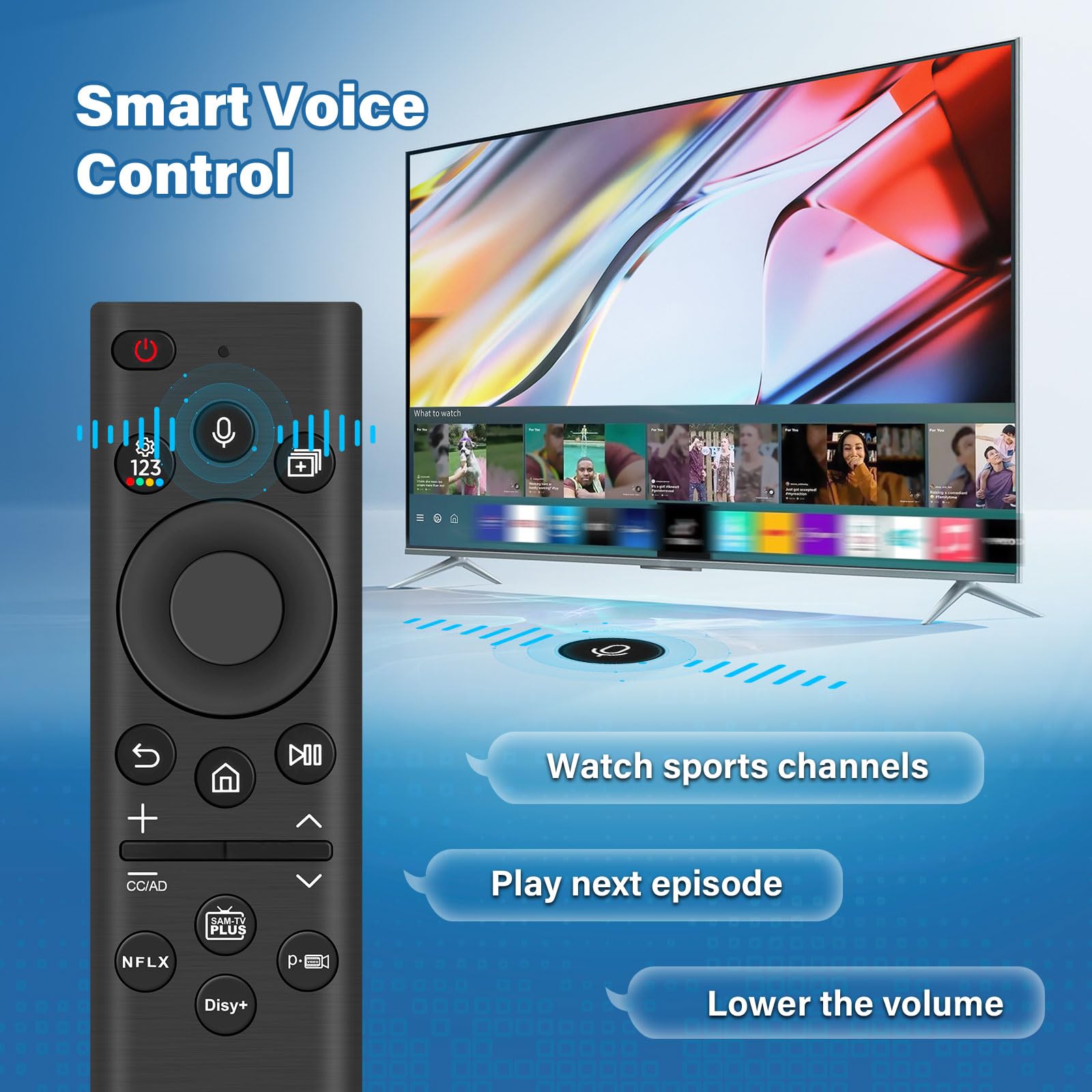 Telecomando Solar Vocale per Samsung, BN59-01385A Solar Charging Telecomando vocale per Sam-Sung Smart TV, telecomando solare di ricambio compatibile con Samsung 2021-2023 Smart TV 4K HD TV