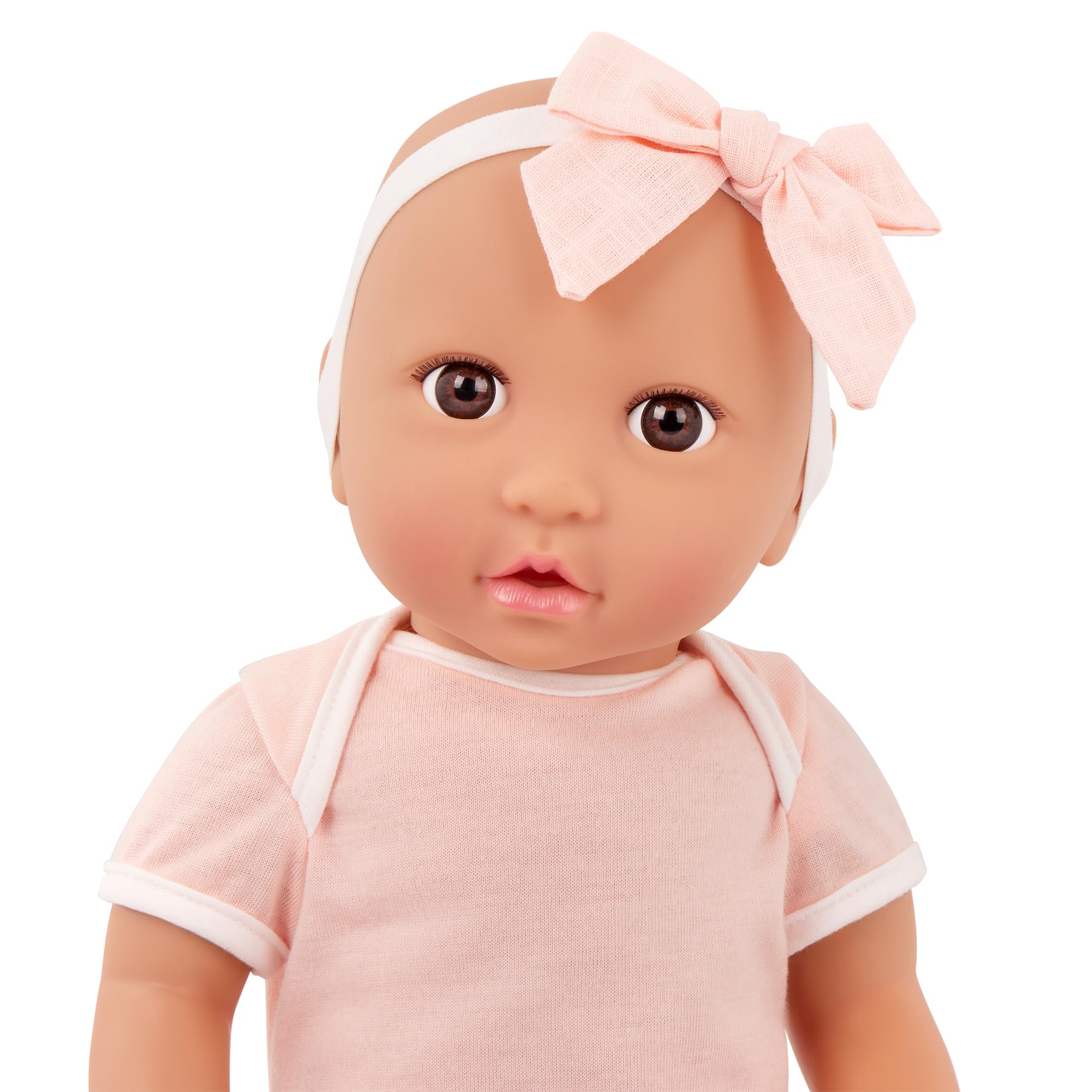 LullaBaby Realistyczna lalka niemowlęca 35 cm – kwiatowy przewijacz i różowa opaska na głowę z kokardą – Hazel Eyes & Fair Skintone – udawaj zabawę przez ponad 2 lata, laleczka niemowlęca i zawijane