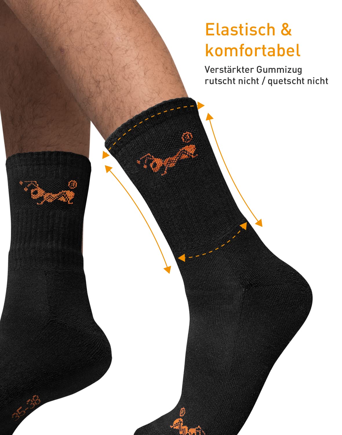 strongAnt Calcetines unisex con suela de rizo, para hombre y mujer, calcetines de trabajo de algodón, transpirables, 3/6/12 pares, color negro, talla 35-38, 39-42, 43-46, 47-50