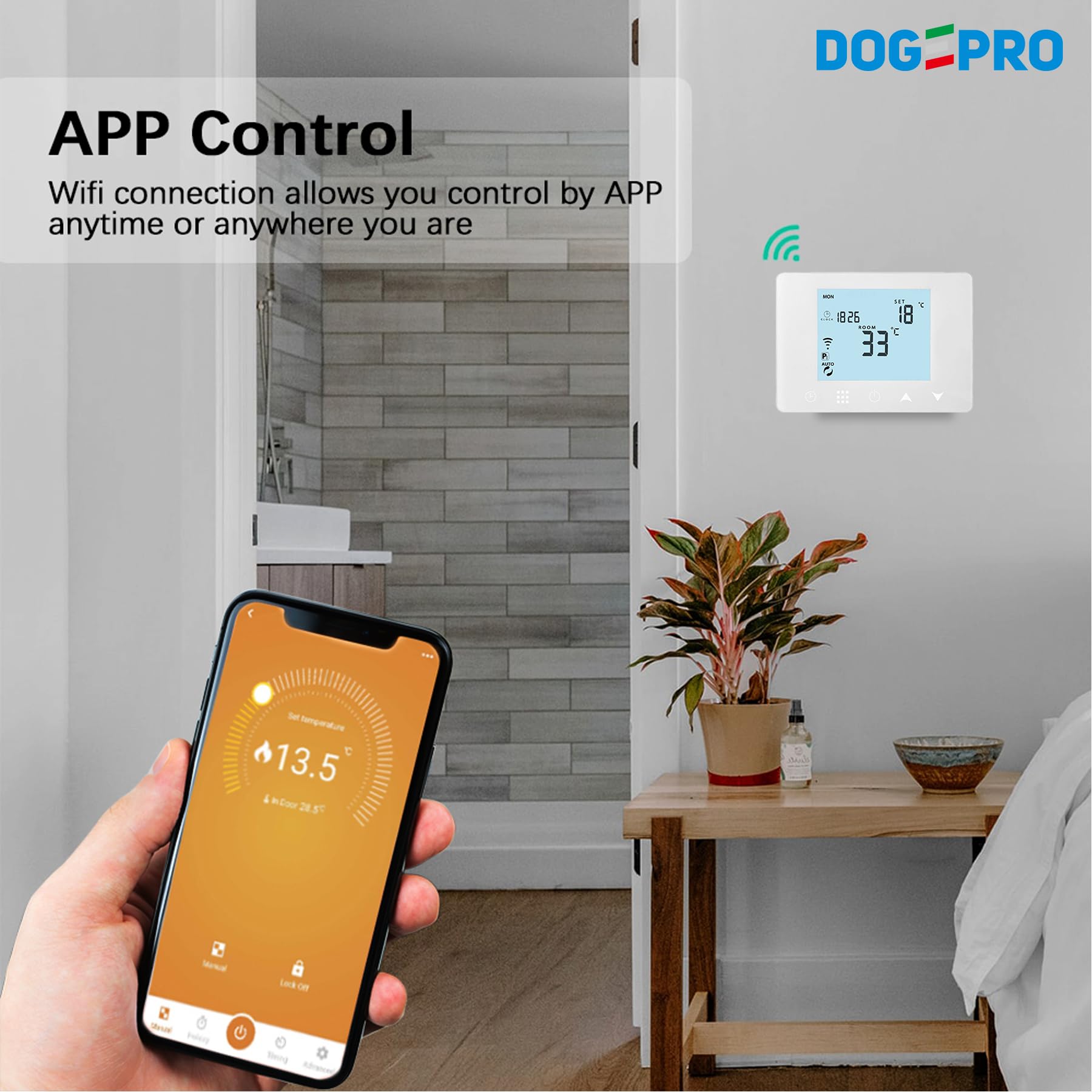 Cronotermostato Termostato WiFi per caldaia gas/acqua, Termostato Smart da Parete Intelligente compatibile con Alexa e Google, Funzione Programmabile