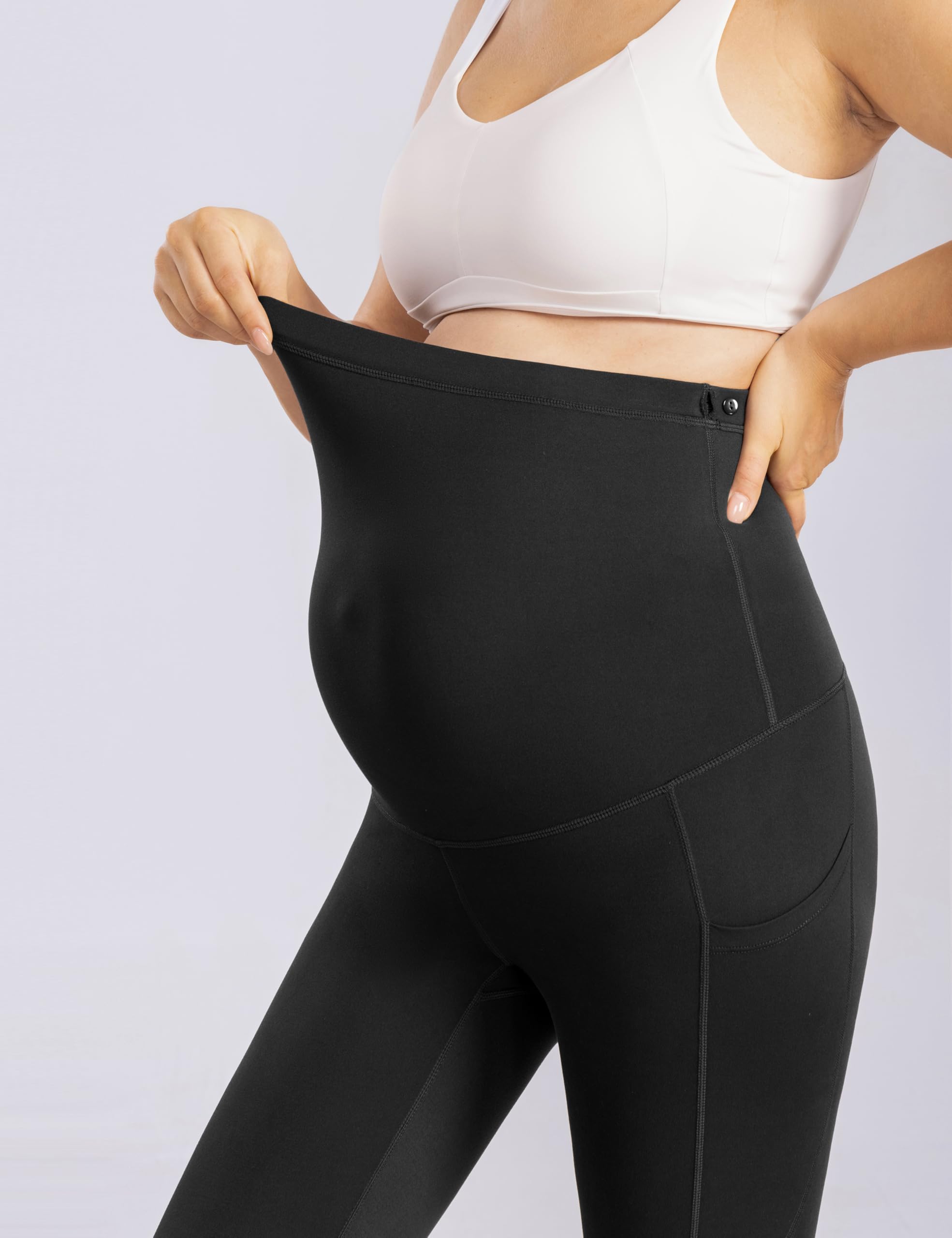 Enerful Umstandsleggings für Damen, mit Taschen, Workout-Leggings, butterweich, Schwangerschaft, Aktivkleidung, Yoga-Strumpfhose