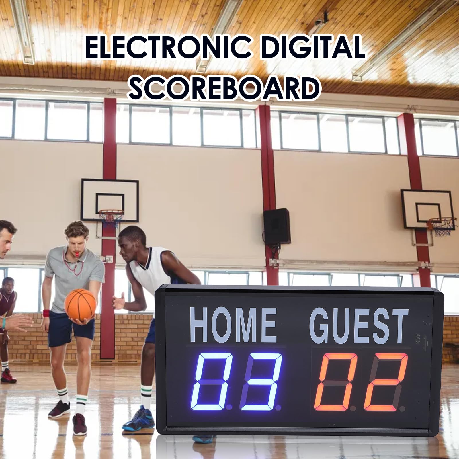 Garsent Segnapunti Elettronico a LED, Tabellone Segnapunti Elettronico Digitale a LED Portatile con Telecomando, per Giochi Sportivi Pallavolo Pong Baseball Basket Tabelloni