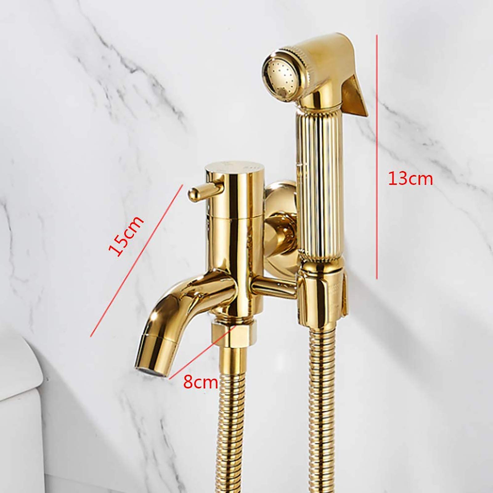 Handheld Bidet Sprayler do toalety z zimną wodą, tytanowe złotą łazienkę Zestaw rozpylacza pieluszki mosiądz mosiężne bidet Zestaw opryskiwaczy z wąż prysznicowy do higieny osobistej LWX