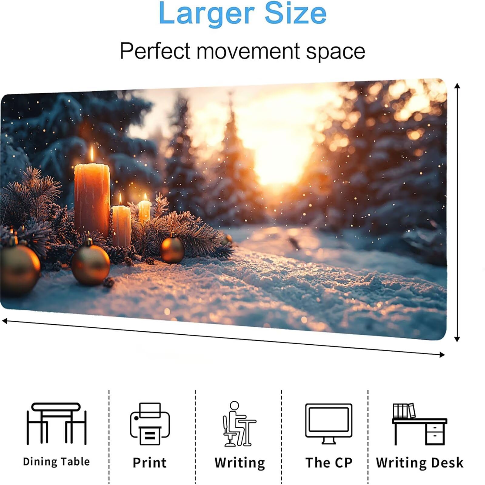 Podkładka pod mysz świecową, podkładka pod mysz do gier XXL 1200 x 600 x 5 mm, podkładka na biurko dla graczy, bardzo duża bezszwowa mata na stół dla graczy, antypoślizgowa podstawa, wodoodporna