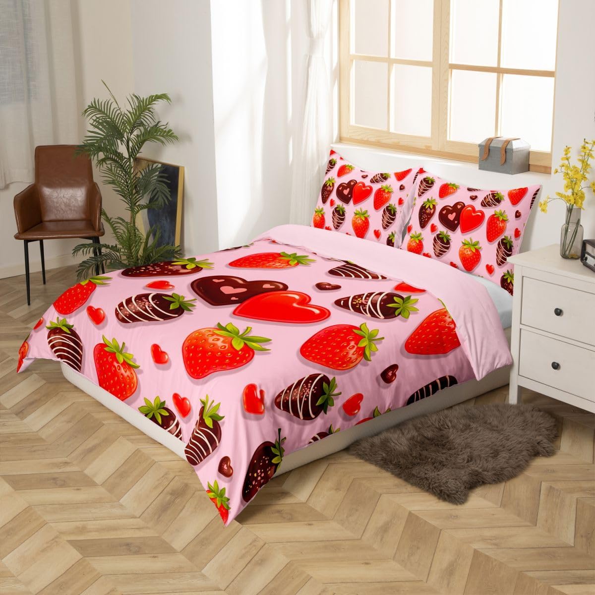 Castle Fairy Valentine's Day Duvet Cover Set Twin Size 2Pcs image 5