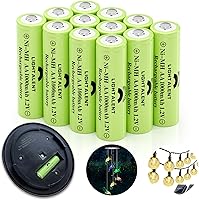 Vista 11 de Baterías recargables Ni-MH AA, batería precargada de alta capacidad Double A de 1.2V para luces solares de exterior (AA-1300mAh-12pack)