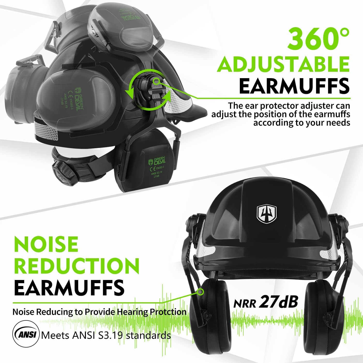 GREEN DEVIL Chainsaw Safety Protective Helmet Forestry Helmet with Build-in Visor Mesh Face Shield Ear Muffs 4 in 1 Ideal for Arborist Tree Work DIY Outdoor Logging Hard hat - Image 4