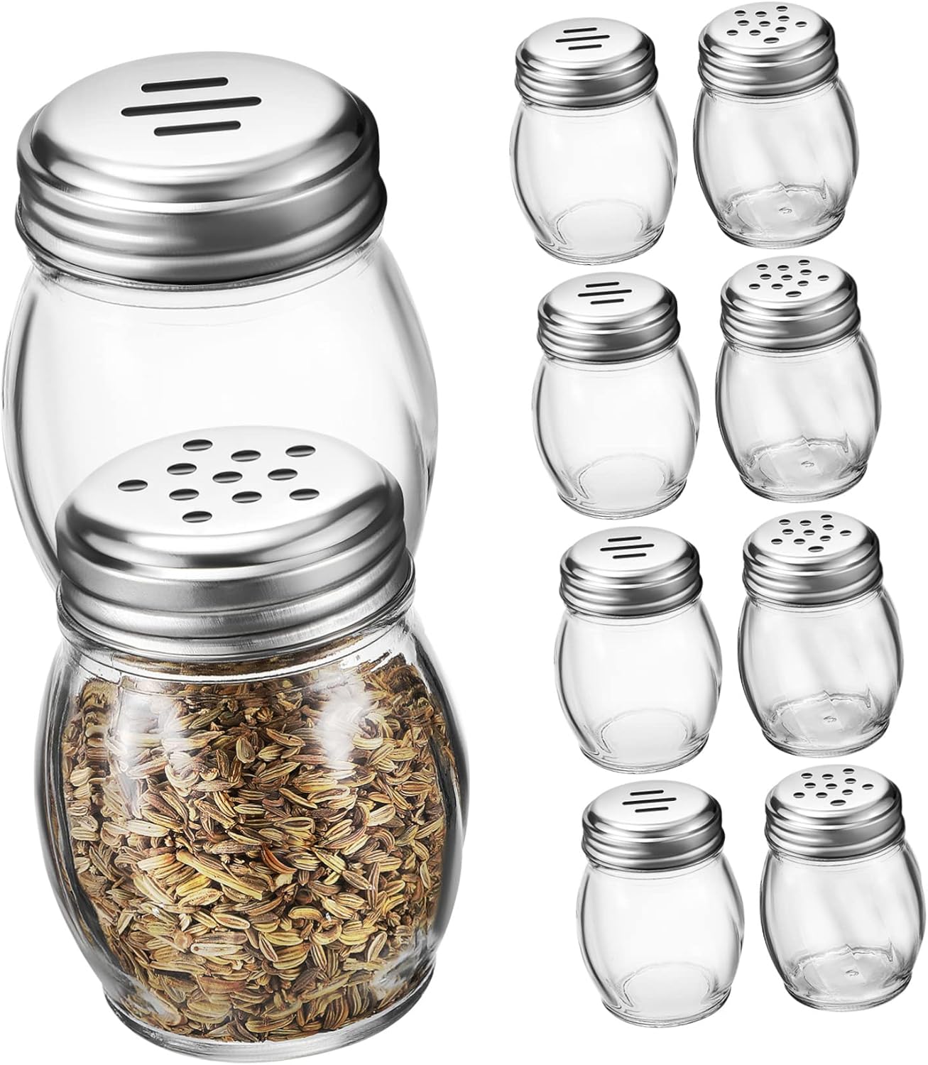 10pcs Glass Spice Jars Set Mini Seasoning Containers with Lids for Salt Pepper and Sugar Home Kitchen and Outdoor Camping