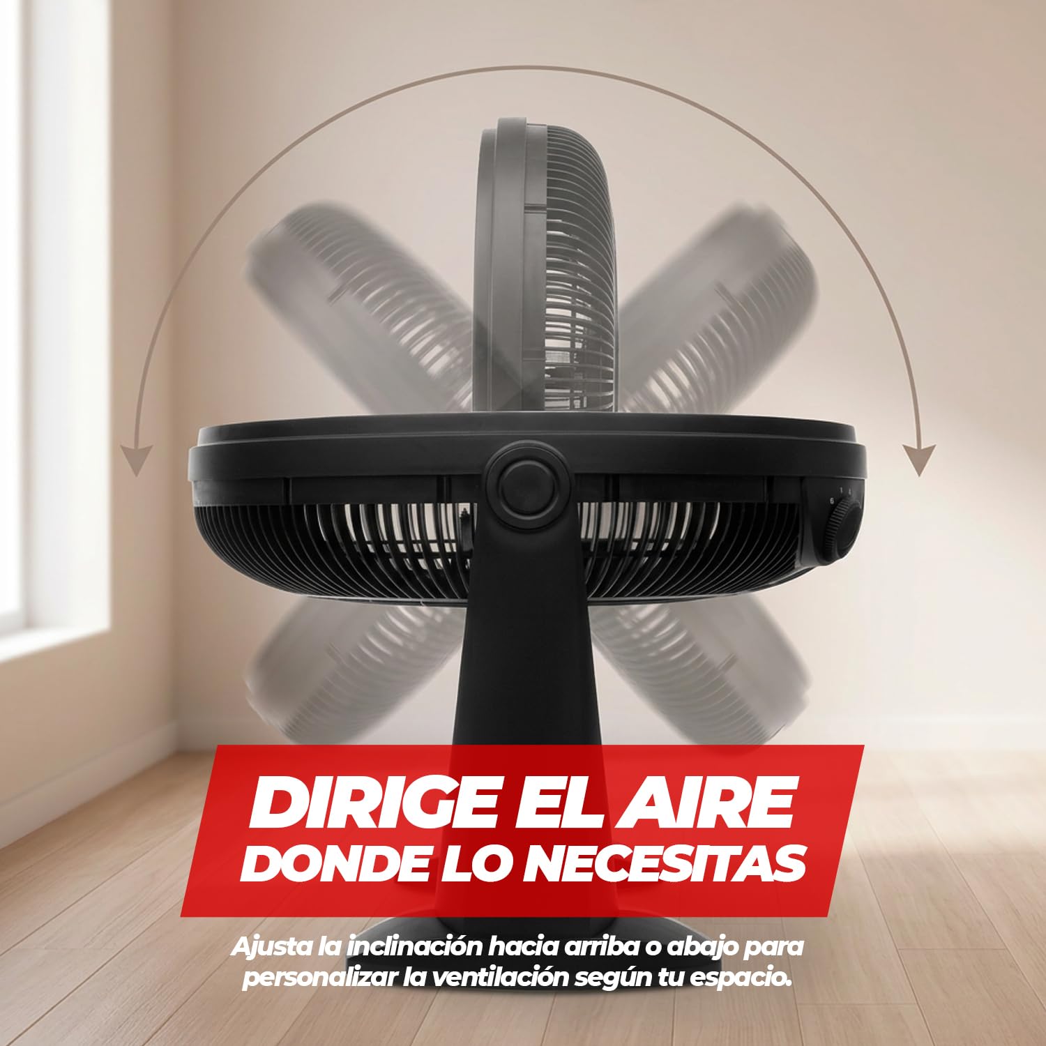 SOGO Ventilador de Suelo Industrial 20” 125W, 3 Velocidades, 5 Cuchillas, Motor Potente, Inclinación Ajustable, Negro - Alto Rendimiento para Taller, Oficina y Hogar