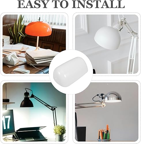 Miniatura 4 de VOSAREA Cubierta de lámpara de mesa retro de plástico blanco reemplazo para lámpara de escritorio de banqueros vintage