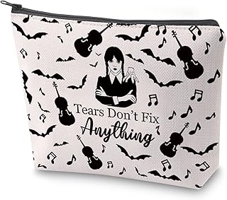 ZJXHPO Wednesday Cosmetic Bag Wednesday Addams Merchandise Addams Fans Survival Kit Tears Don’t Fix Anything Makeup Bag with Zipper (C-Fix Anything)