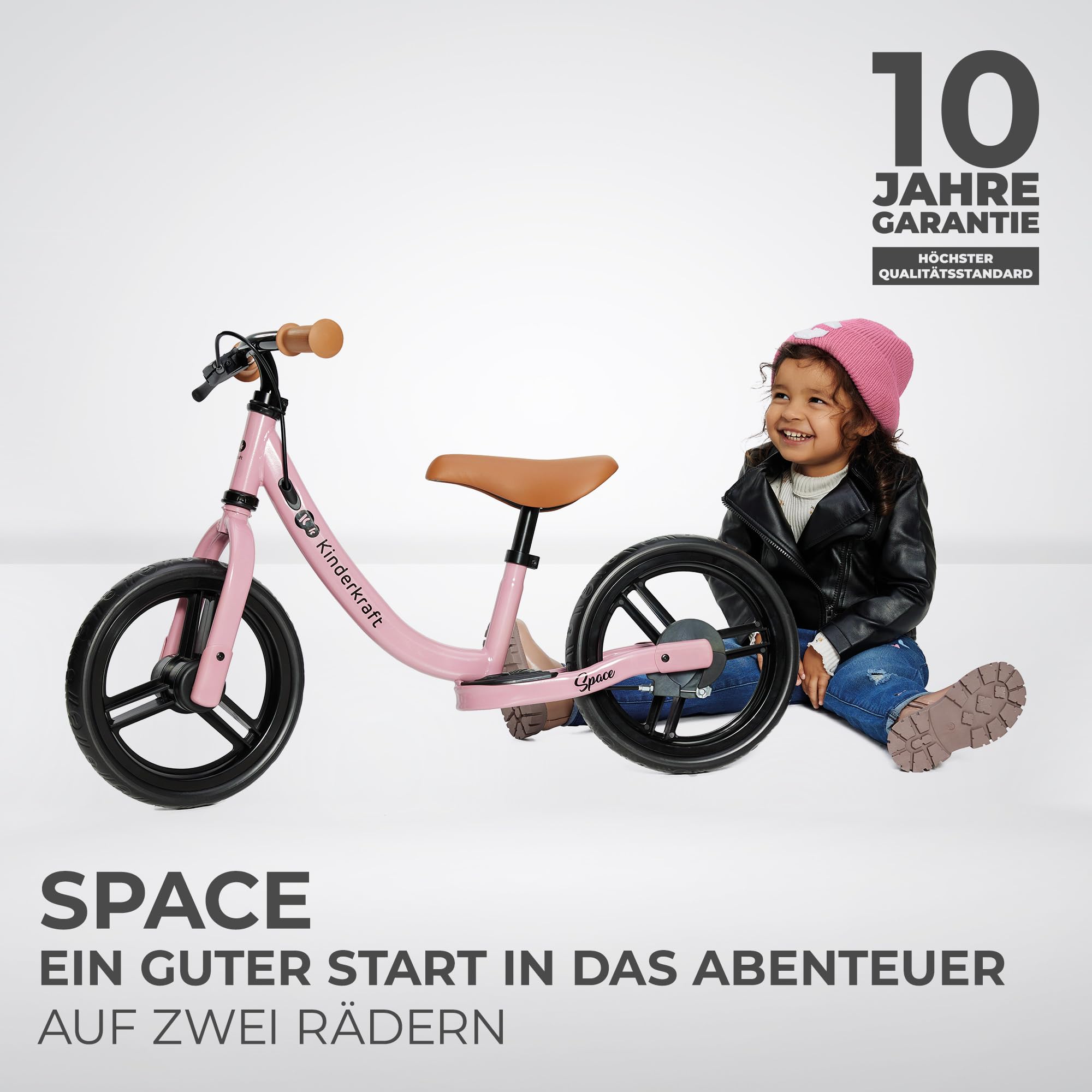 Kinderkraft SPACE2 Laufrad, Lernlaufrad, Kinderlaufrad, Höhenverstellbarer Sattel, 12 Zoll Räder, Metall, ab 2 Jahre, Modernes Design