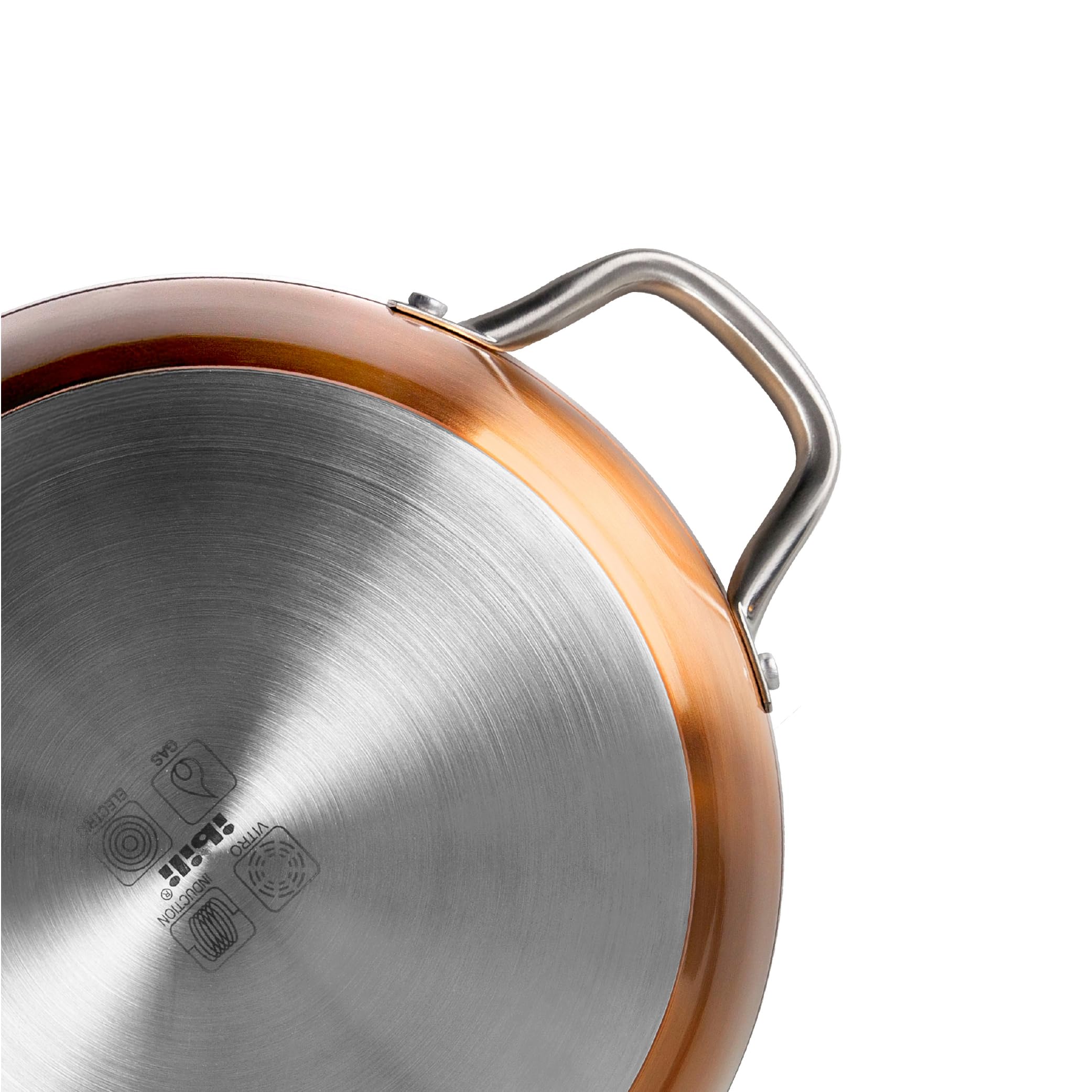 IBILI - Sarten honda con 2 asas natura copper, 32 cms, Aluminio, Antiadherente estilo piedra, Apto para induccion