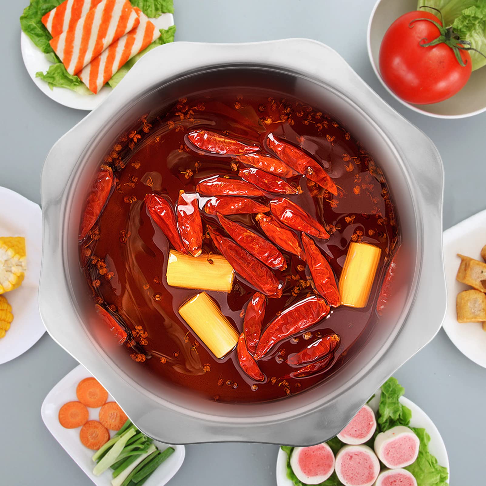 Sartén de acero inoxidable resistente al desgaste Sartén de uso diario Olla de cocina para el hogar Olla de mariscos Olla caliente Sartenes de cocina Ramen Olla de cocina Olla seca de acero 5