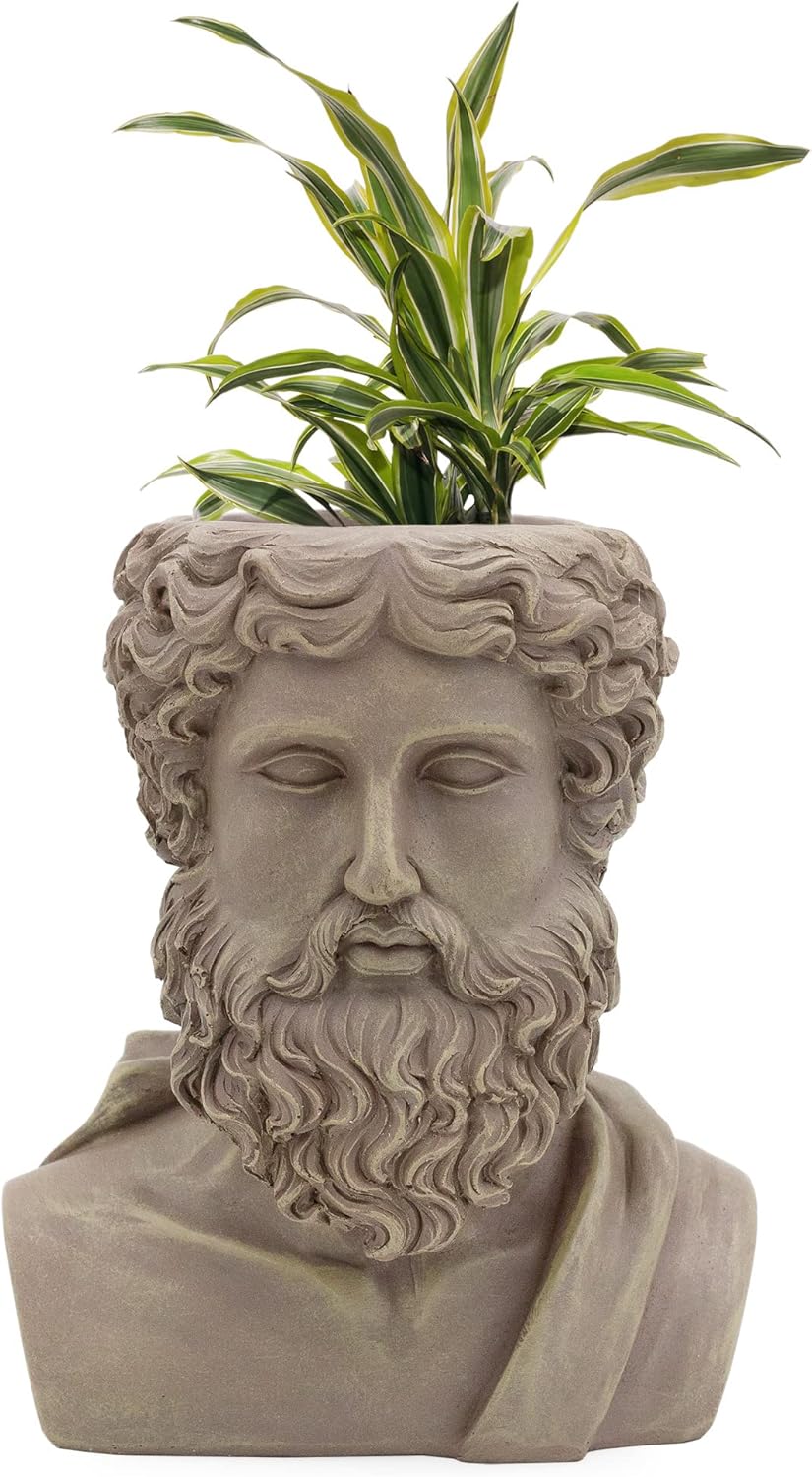 Esterno Greek God Zeus Planter Pot (Large Size); Garden