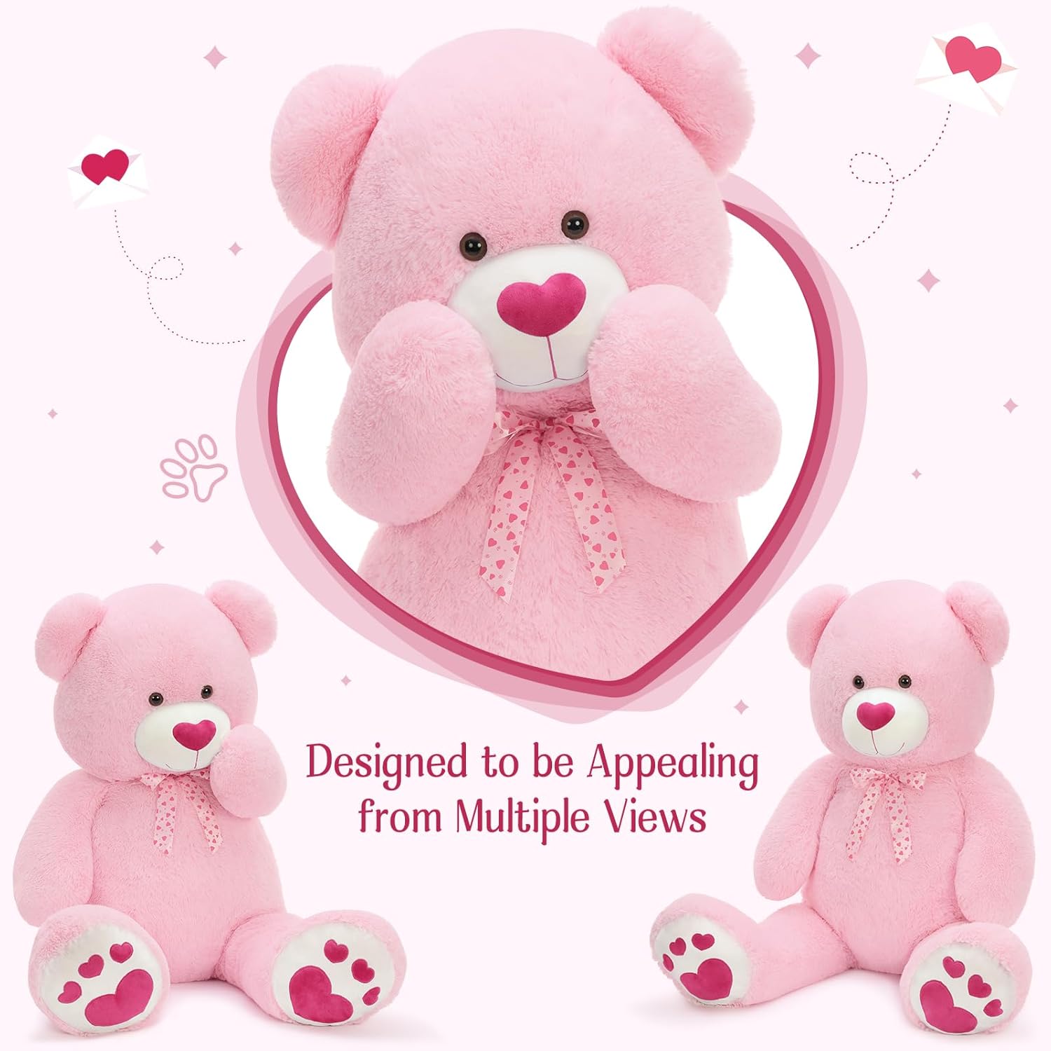Tezituor Giant Teddy Bear, Big Bear Plush with Heart Valentines Bear Stuffed Animal Toy Anniversary Birthday Gifts for Girlfriend Wife