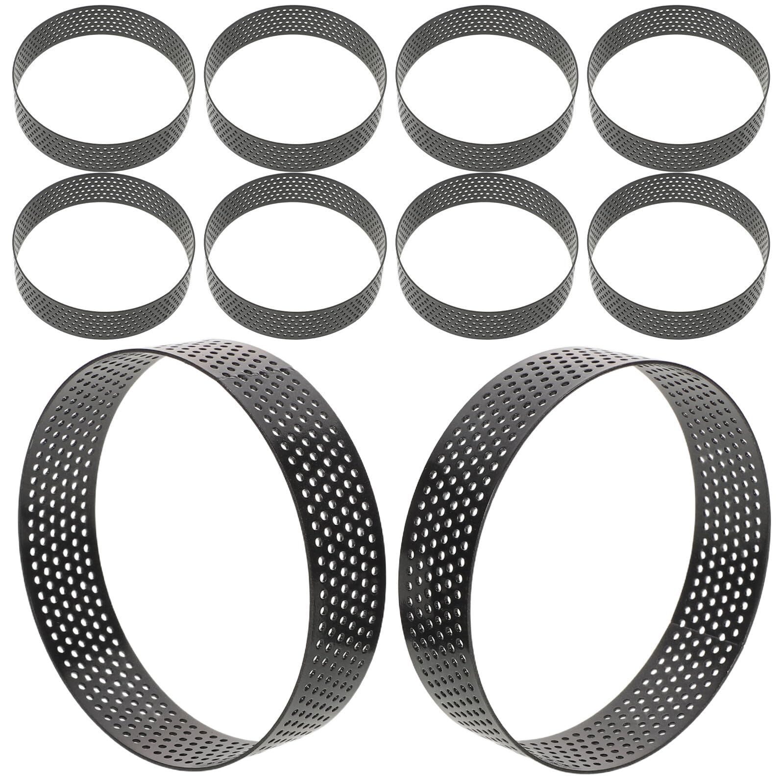 Anneaux à tarte perforés en acier inoxydable pour mousse et gâteaux, lot de 10 pièces