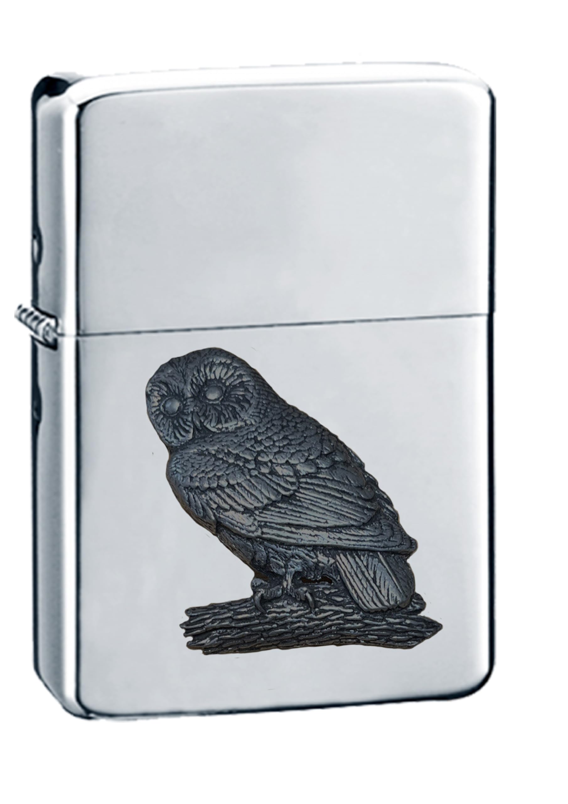 Briquet chouette huppette en étain anglais rechargeable à essence et tempête