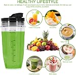 24oz Nutri Ninja Auto IQ Series Blender Cup Replacement - 7 Fins Blade Base & 2 Unbreakable Lids, Compatible with Ninja Auto iQ BL480-30, BL481-30, BL482-30, BL482QPR-30, BL482QPK-30, BL482QPL