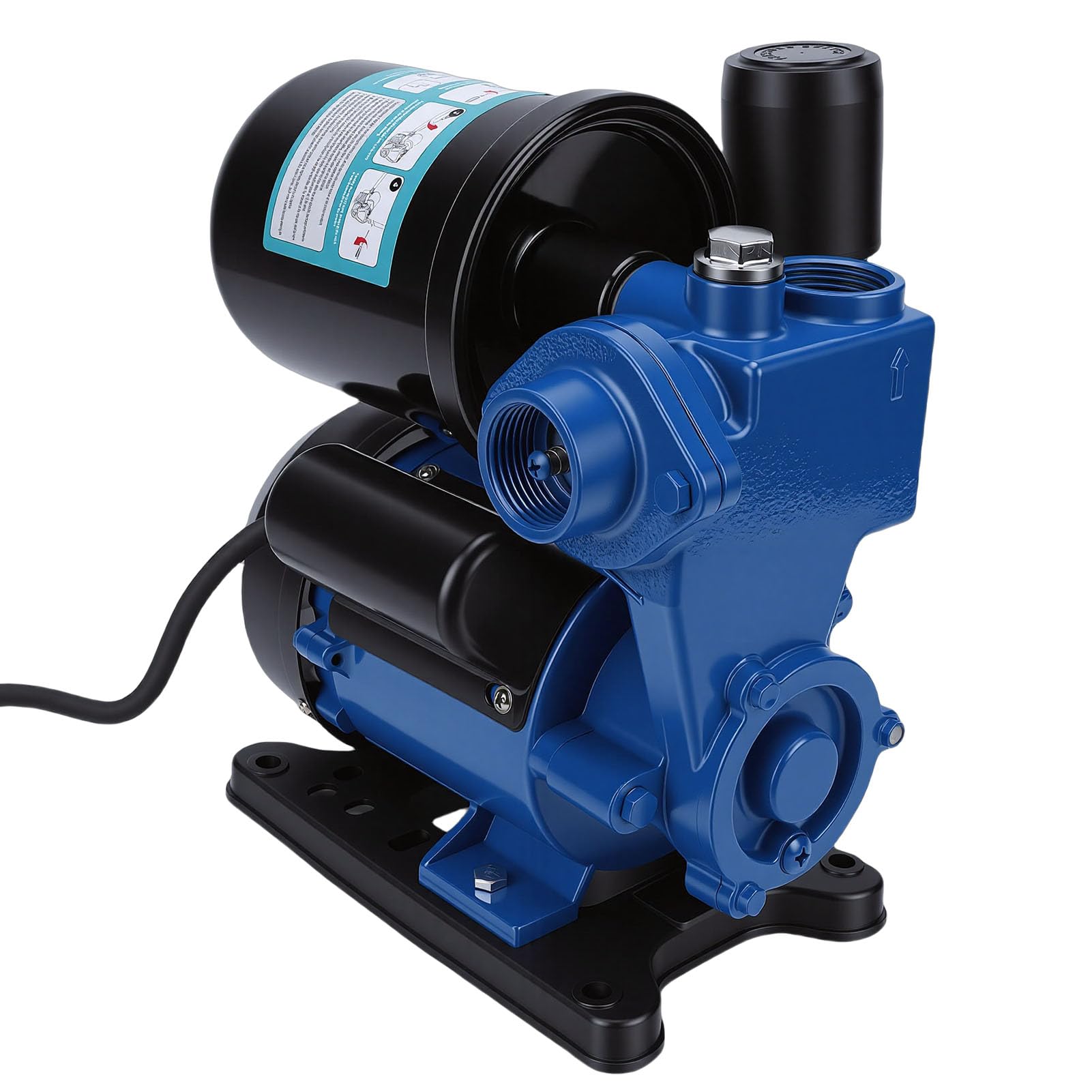 Ausla Pompa Booster Autoadescante con Serbatoio a Pressione, Pompa a Getto per Pozzi Poco Profondi da 1 per Aumento della Pressione dell'Acqua e Irrigazione del Prato 40 L/min (Spina europea 220 V)