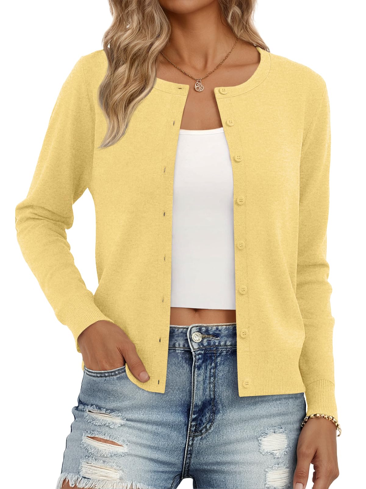 Trendy Queen Women's Lightweight Knit Cardigan | Cute Soft Button-Down Sweater, Versatile Layering Top for Spring, Fall, Winter &amp; Office