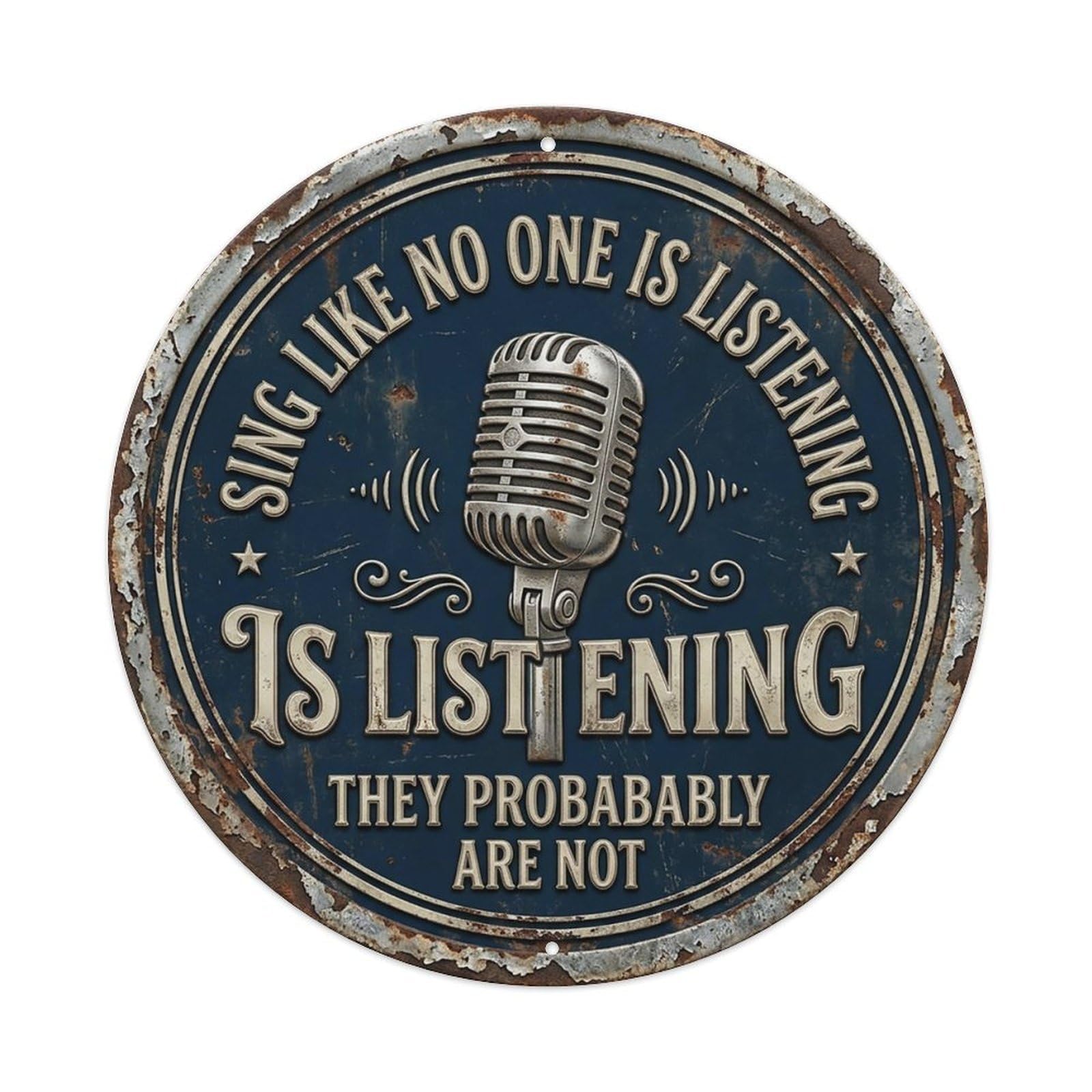 Microphone Voice Entryway Metal Tin Sign