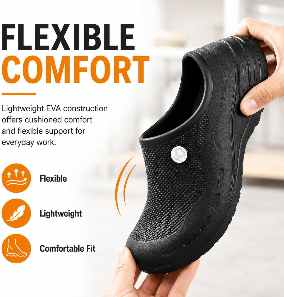 Chef Shoes for Men & Women, Non Slip Waterproof Kitchen Clogs, Oil Resistant Slip On Work Shoes, Lightweight Closed Toe Nursing Shoes for Restaurant, Healthcare, Garden, Cleaning