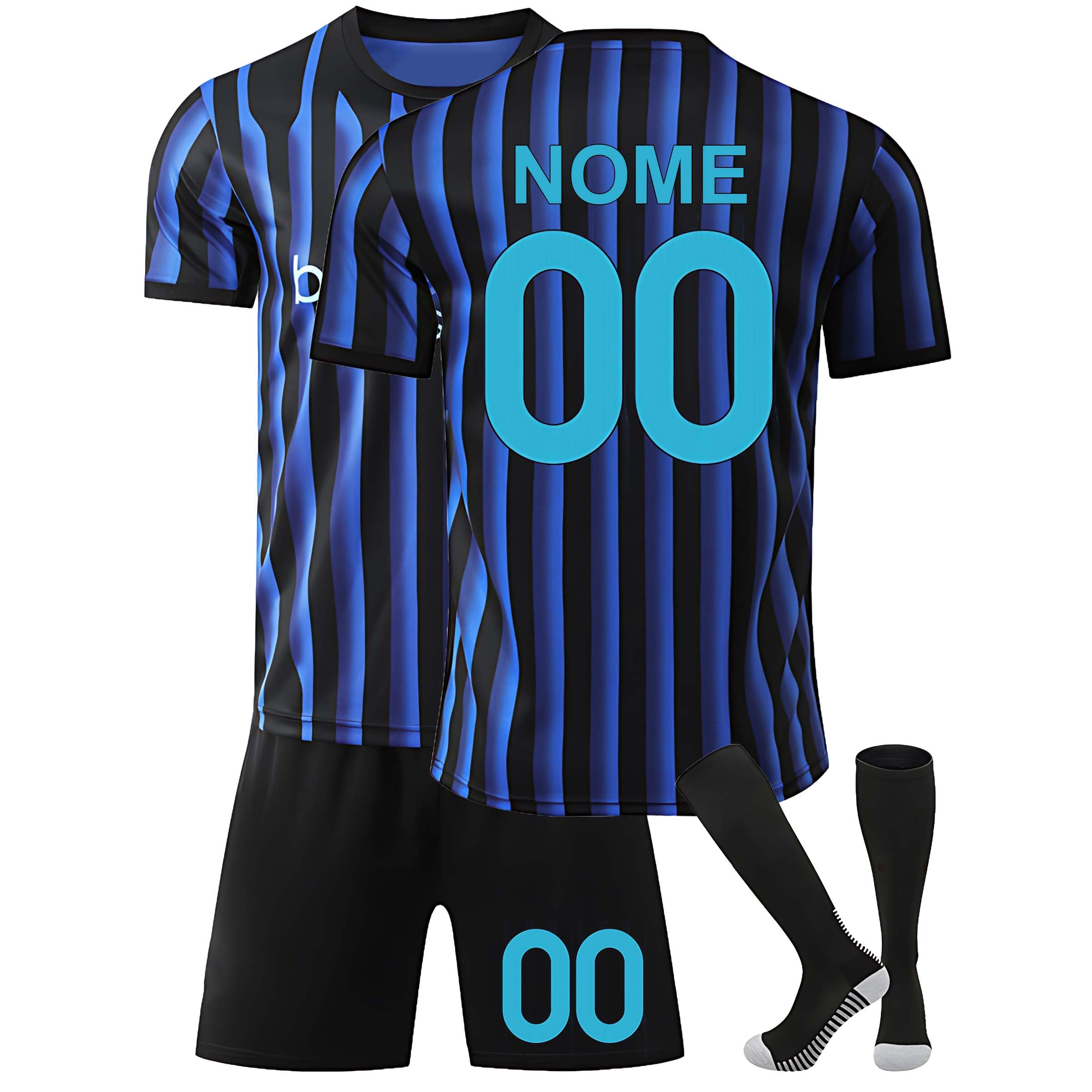 Maglia da Calcio Bambino Personalizzata 2024/2025 - Completo con Nome e Numero - Kit Casa/Trasferta con Pantaloncini e Calzettoni - Regalo per Ragazzi e Ragazze Maglia da Calcio Bambino Personalizzata