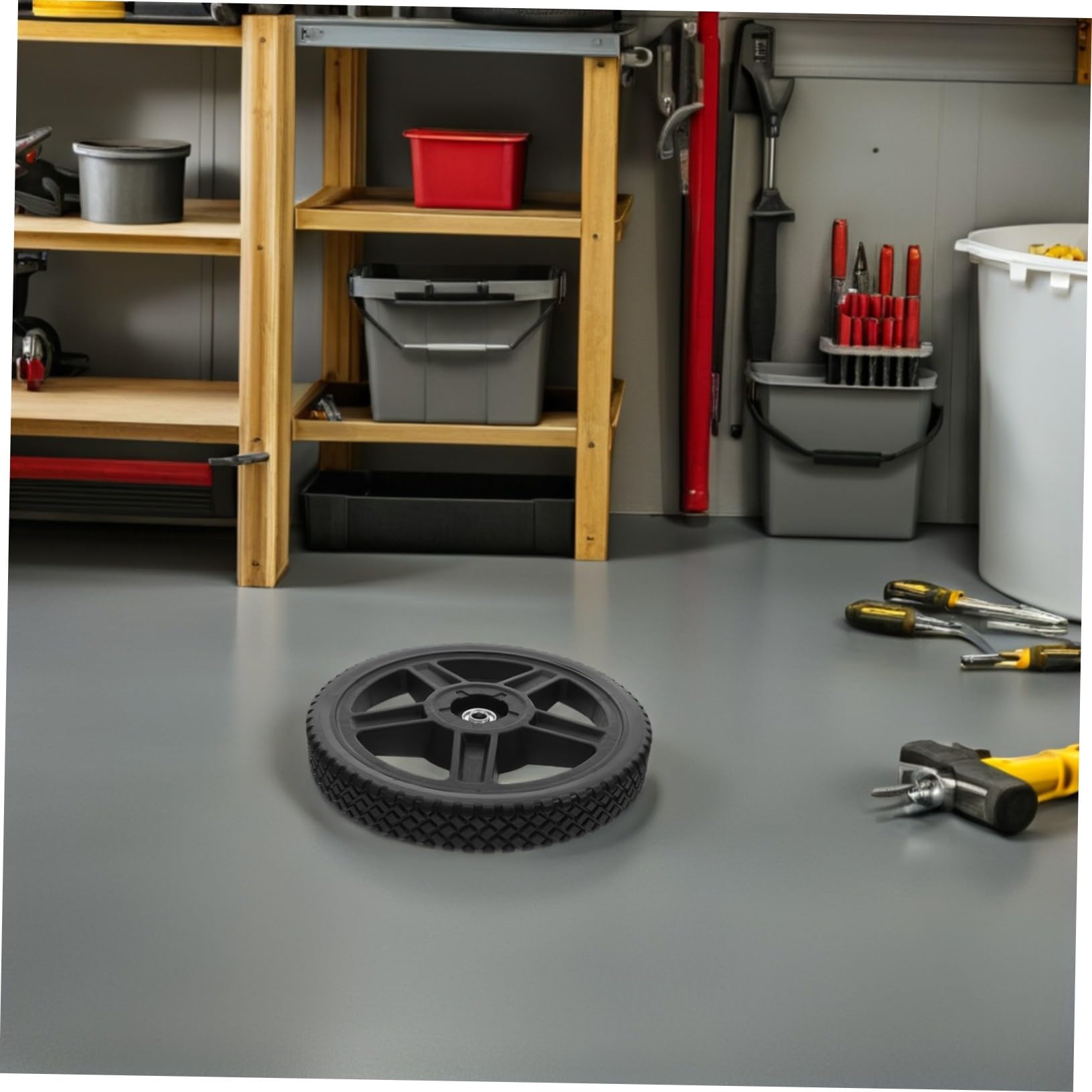 Toddmomy 2 Piezas Ruedas de Cortacésped Neumáticos PVC Resistentes y Cubos PP Duraderos Repuestos sin Aire para Cortacésped y Carros de Jardín con Orificio de Rodamiento