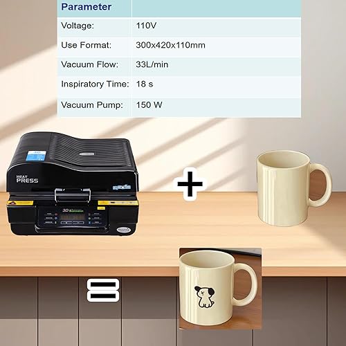 Miniatura 3 de TECHTONGDA Máquina de prensa de calor por sublimación al vacío 3D Máquina de transferencia de sublimación de 110 V con cinta de abrazadera de goma